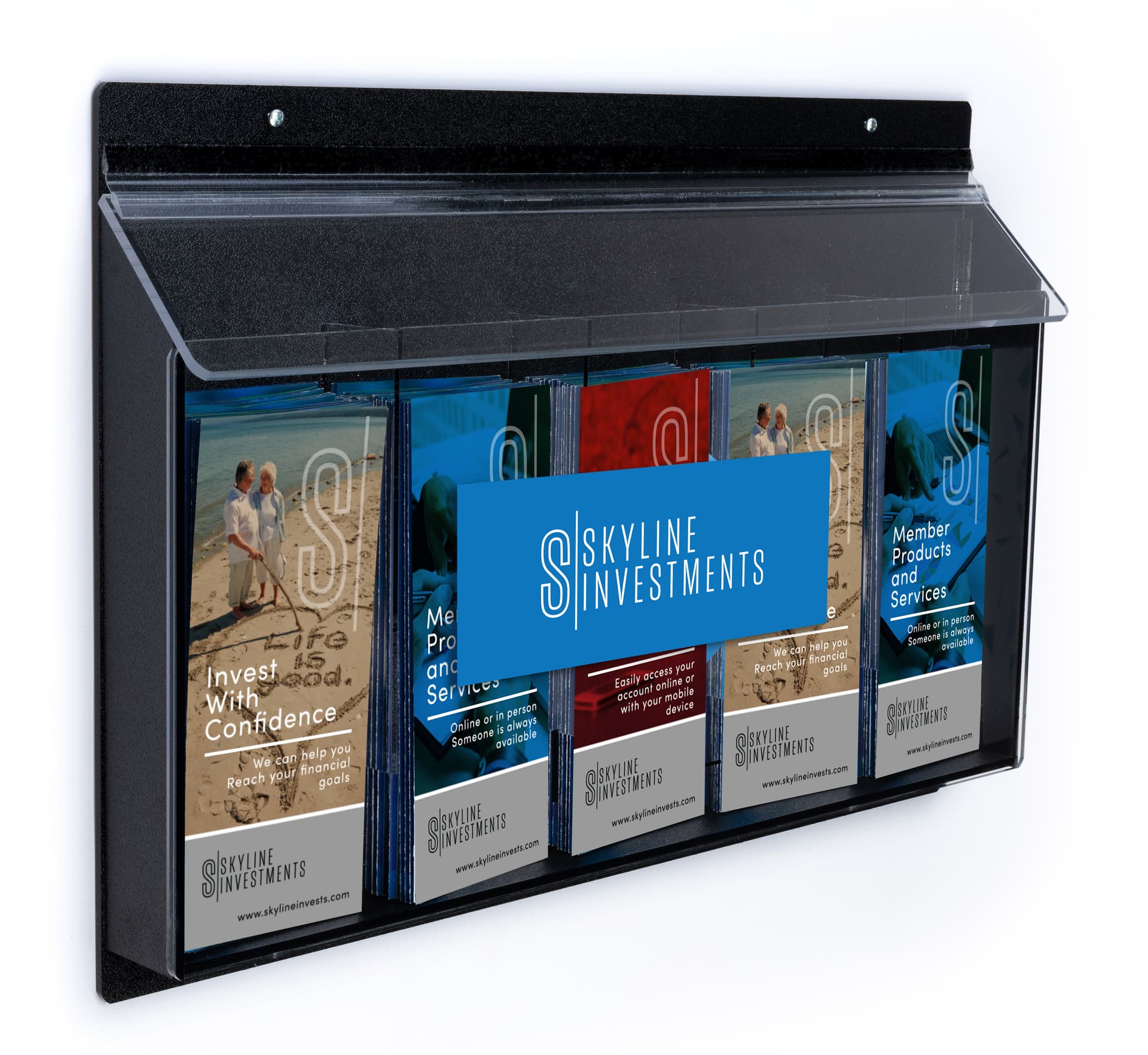 Custom printed realtor style outdoor flyer dispenser rack