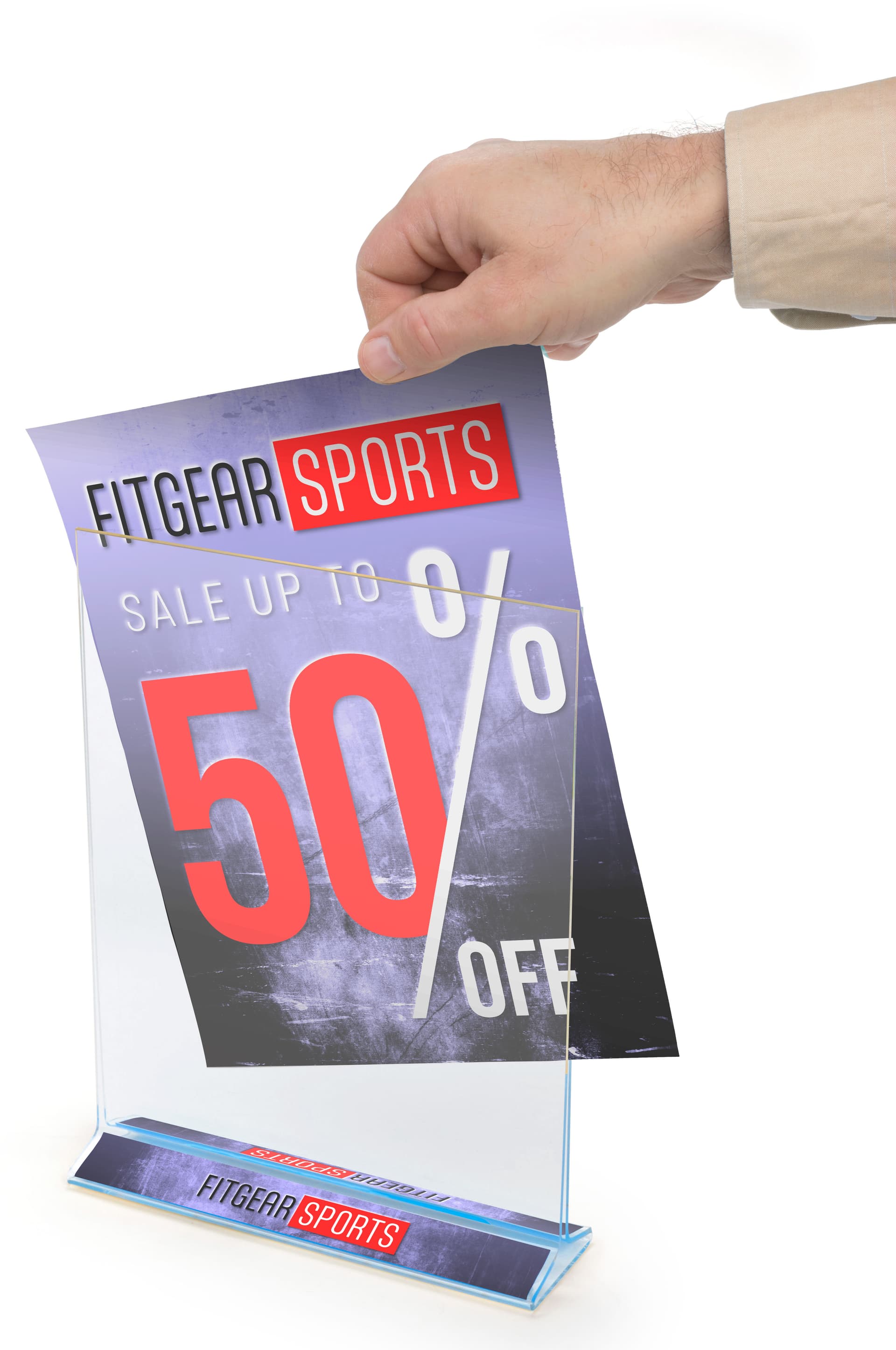 Vertical Stand Up Sign Holder w/ Custom Logo Top Loading