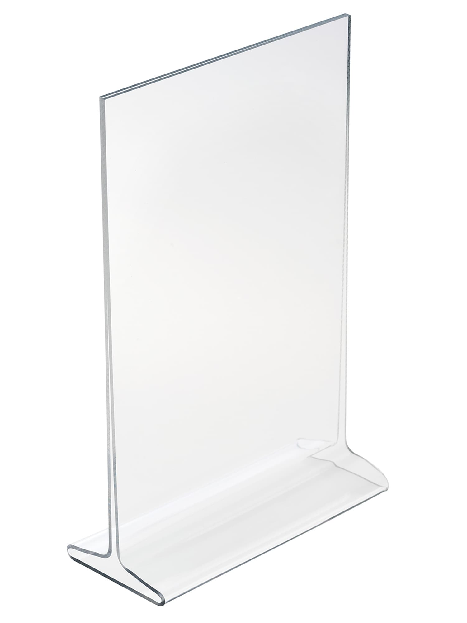Recycled acrylic tabletop sign holders made with 95% repurposed plastic material