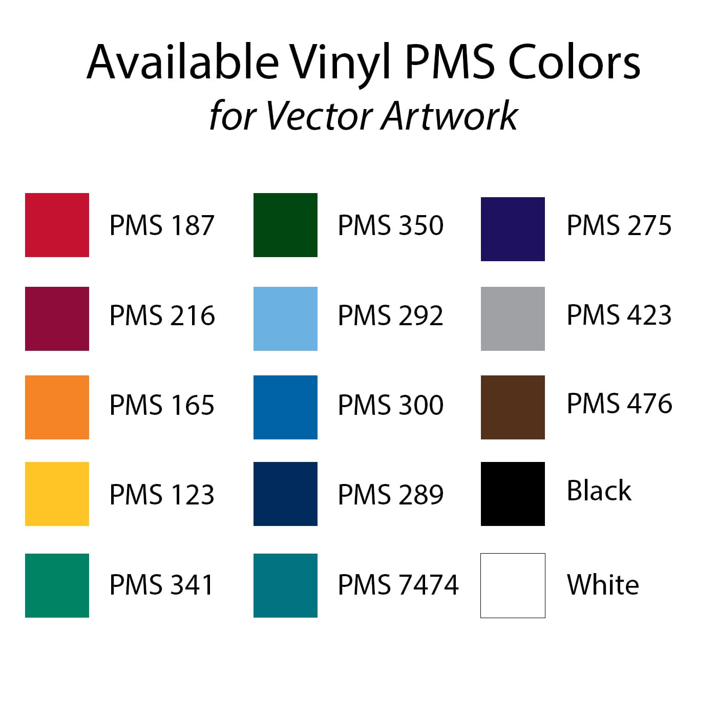 vinyl imprint colors