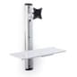 Workstation for Wall, Fits 15"–27" Monitors, Keyboard & Mouse Tray - Silver
