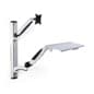 Workstation for Wall, Fits 13”–27” Monitors, Keyboard & Mouse Tray - Silver