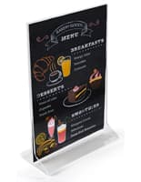 Recycled acrylic tabletop sign holders with 4 inch by 6 inch frame size