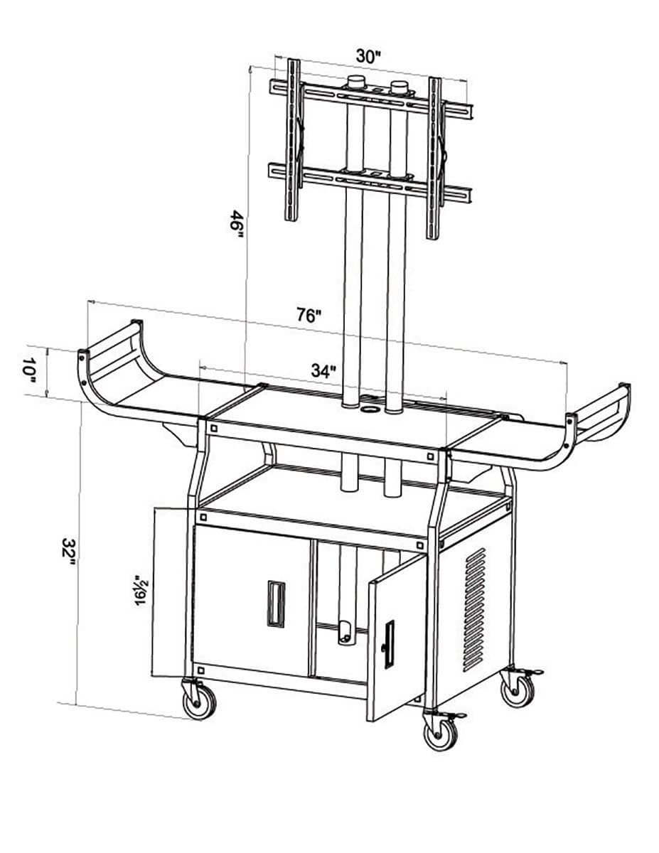 Flat Screen Cart with Hinged Doors