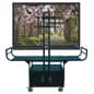 TV Cart with Mount for Monitors up to 80", 2 Curved Handles, Locking Cabinet - Black