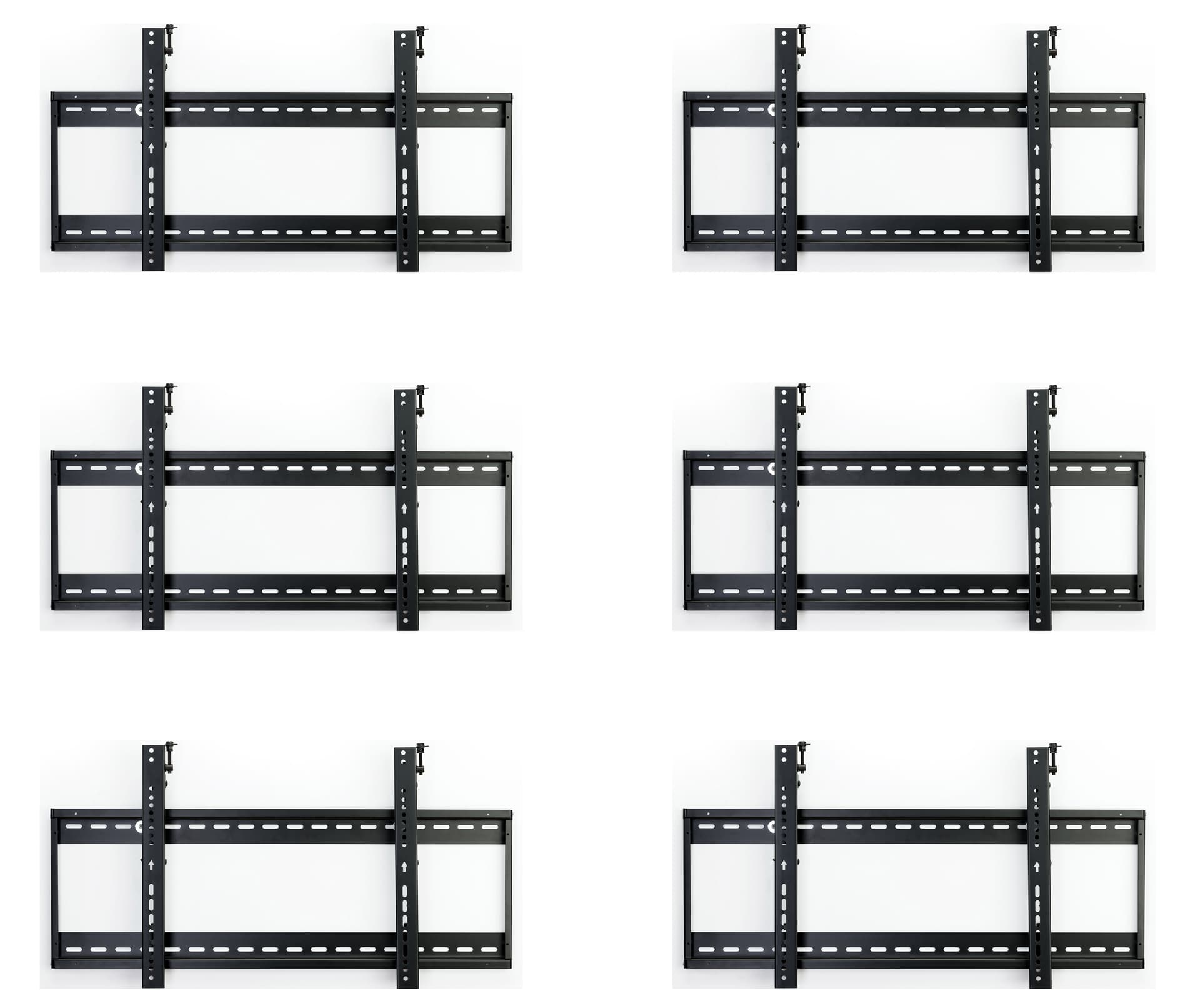 Powder-coated steel video wall display 3x2 mounts