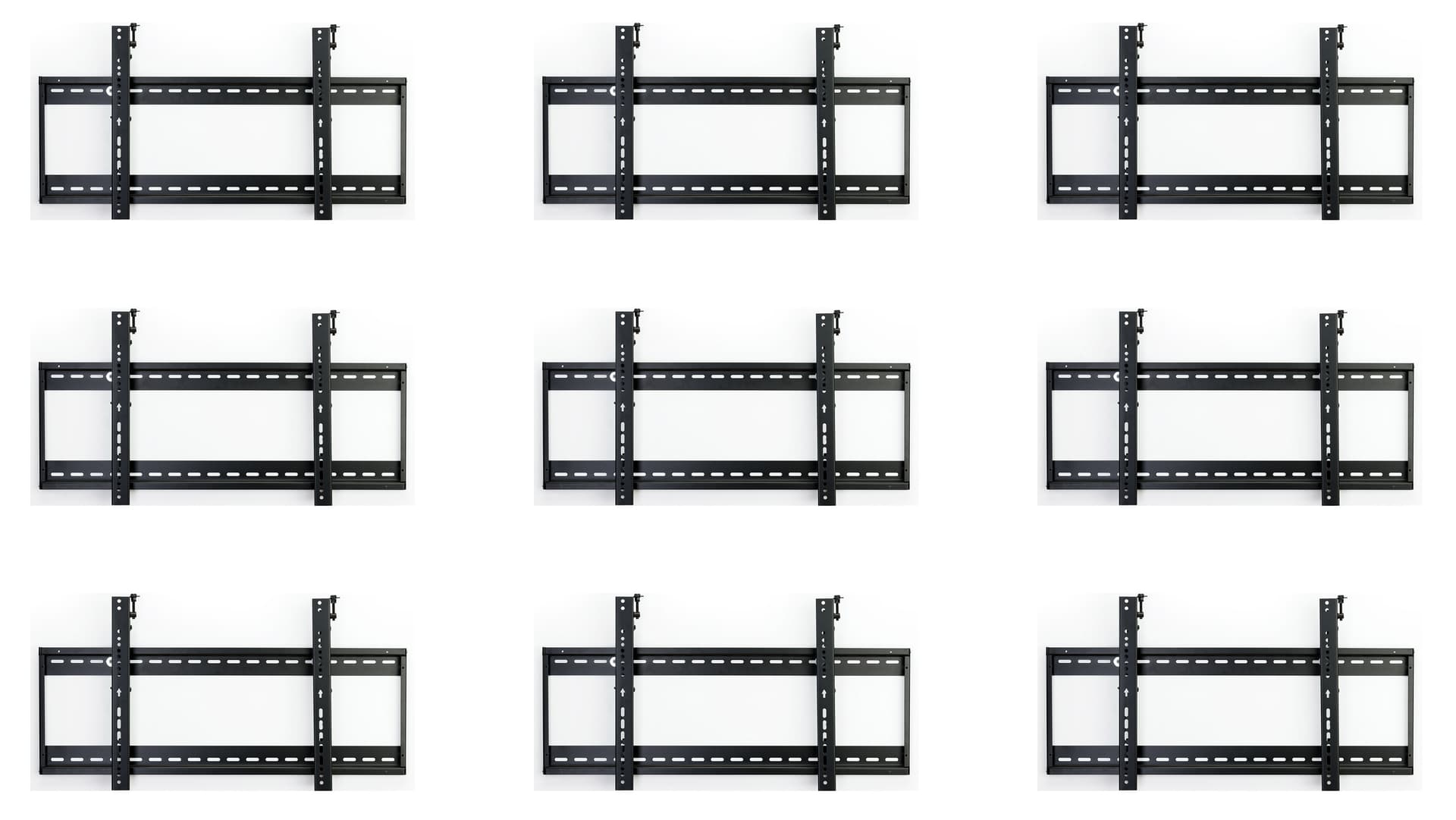 Steel 3x3 flat panel video wall mounting system
