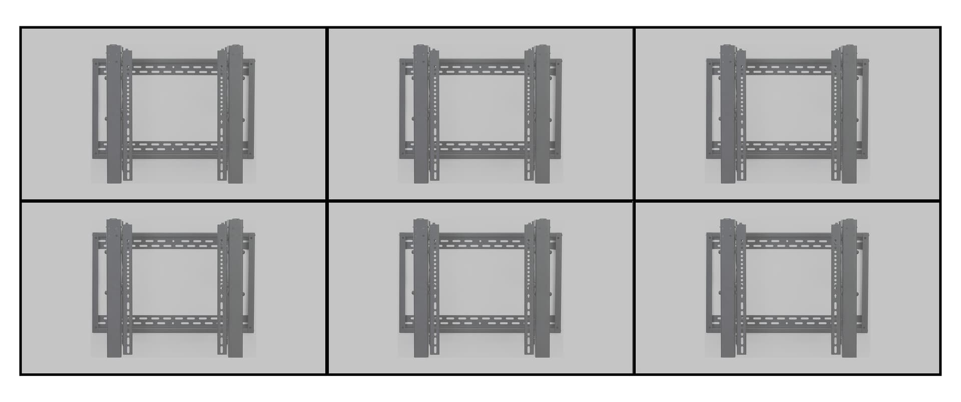 Video wall display 3x2 brackets with easy leveling