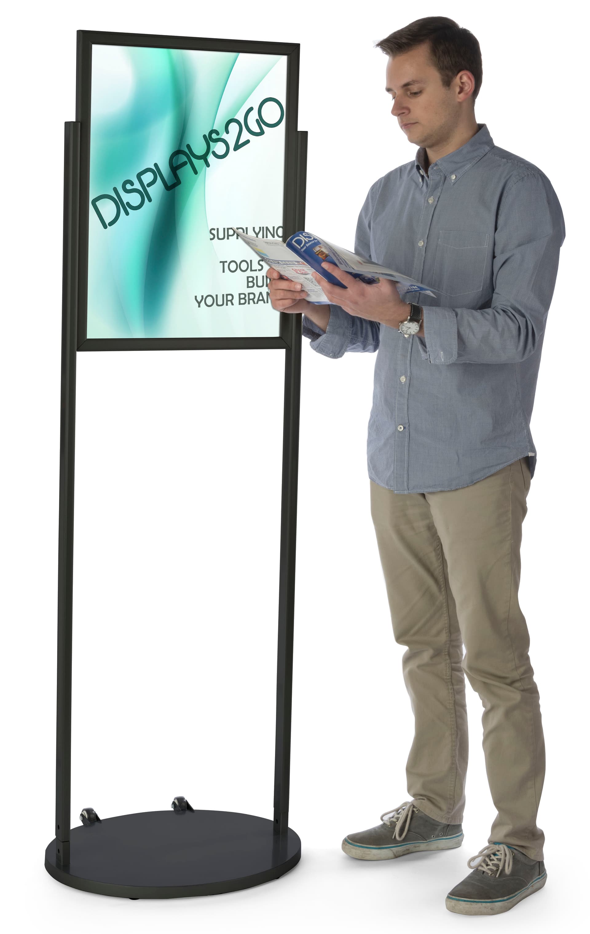 Black 18 x 24 Mobile Poster Stand, Aluminum Construction