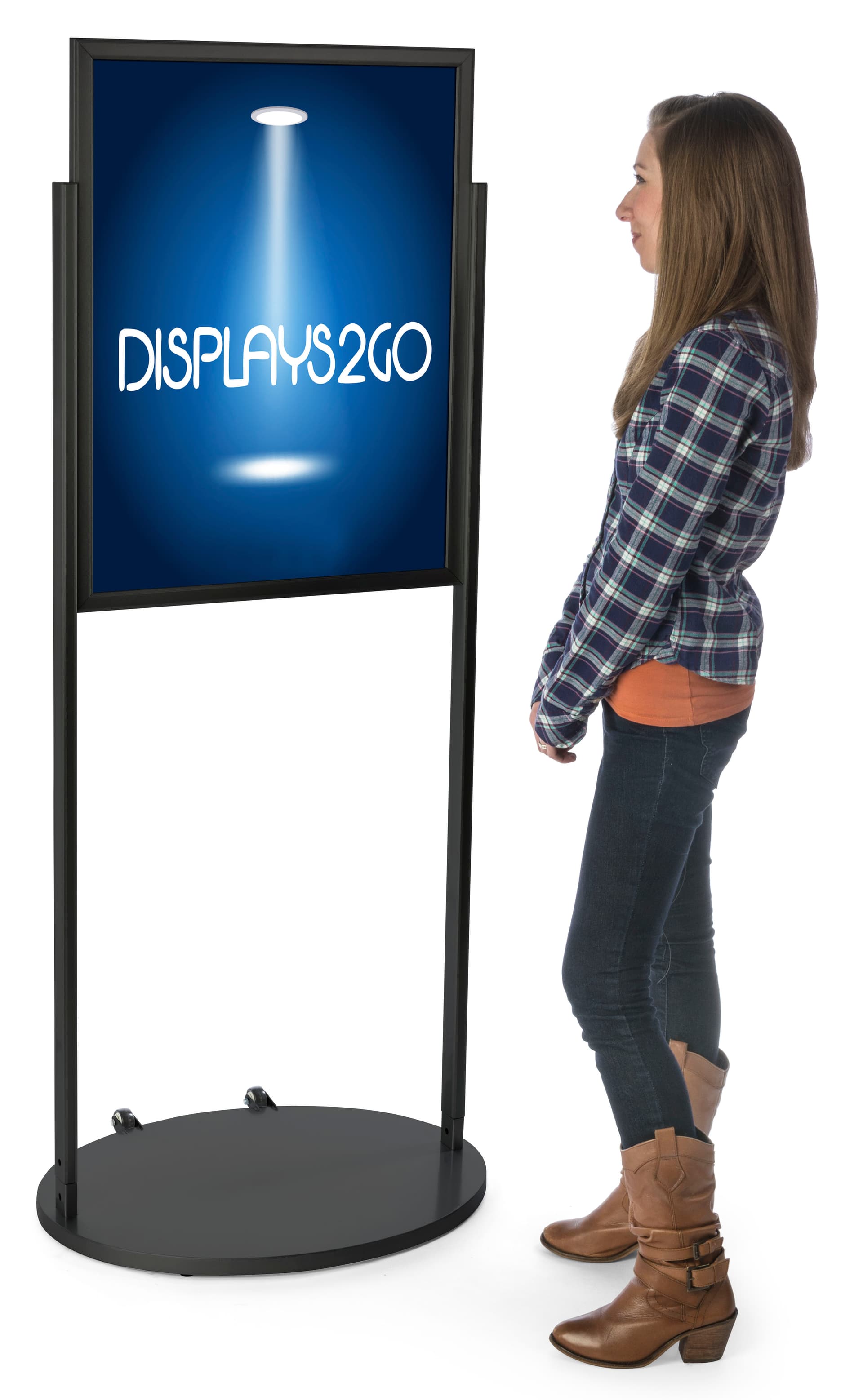 Freestanding Black 22 x 28 Wheeled Poster Stand