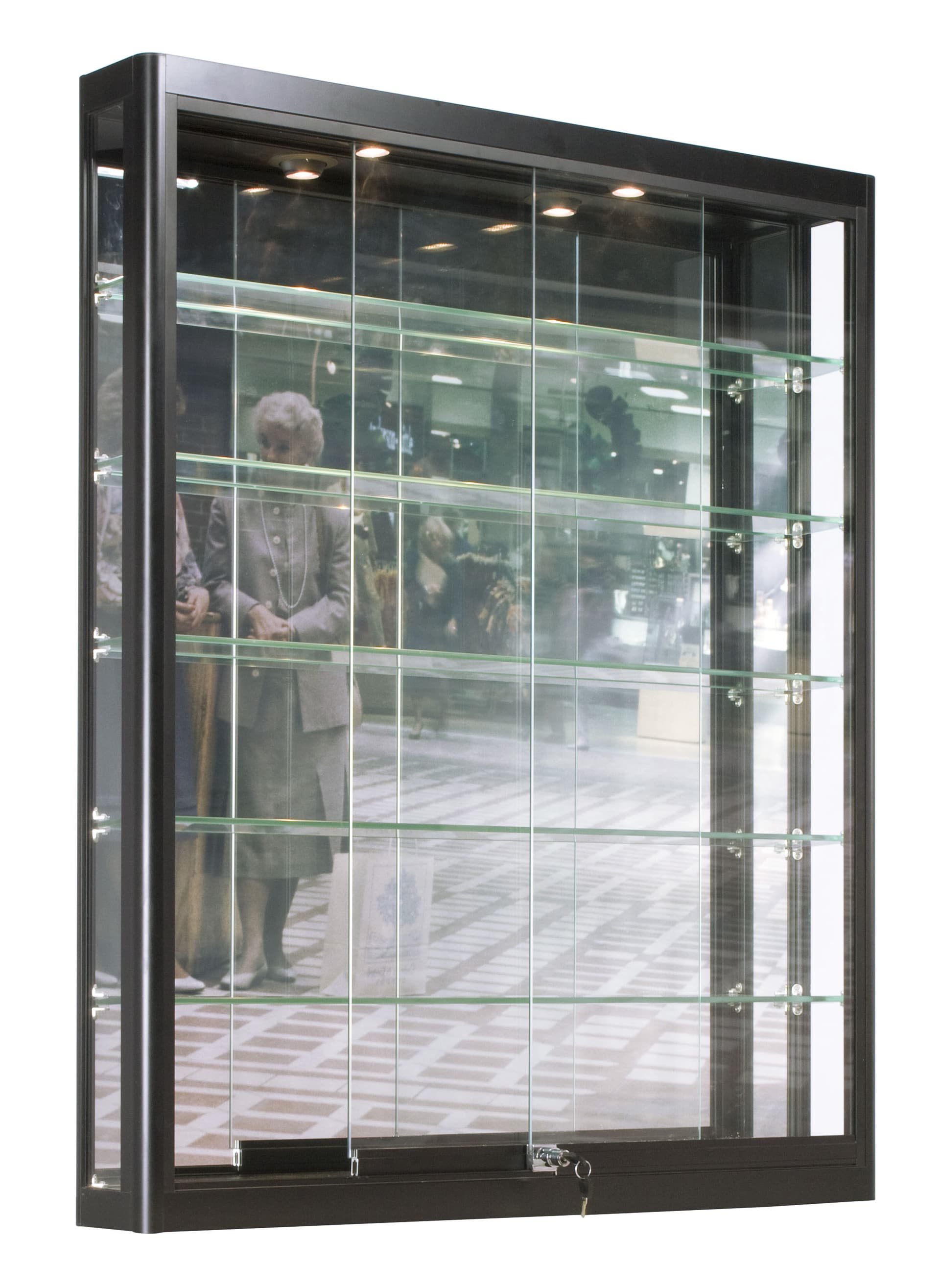 Wall LED Display Case | Matte Black Finish | Displays2Go