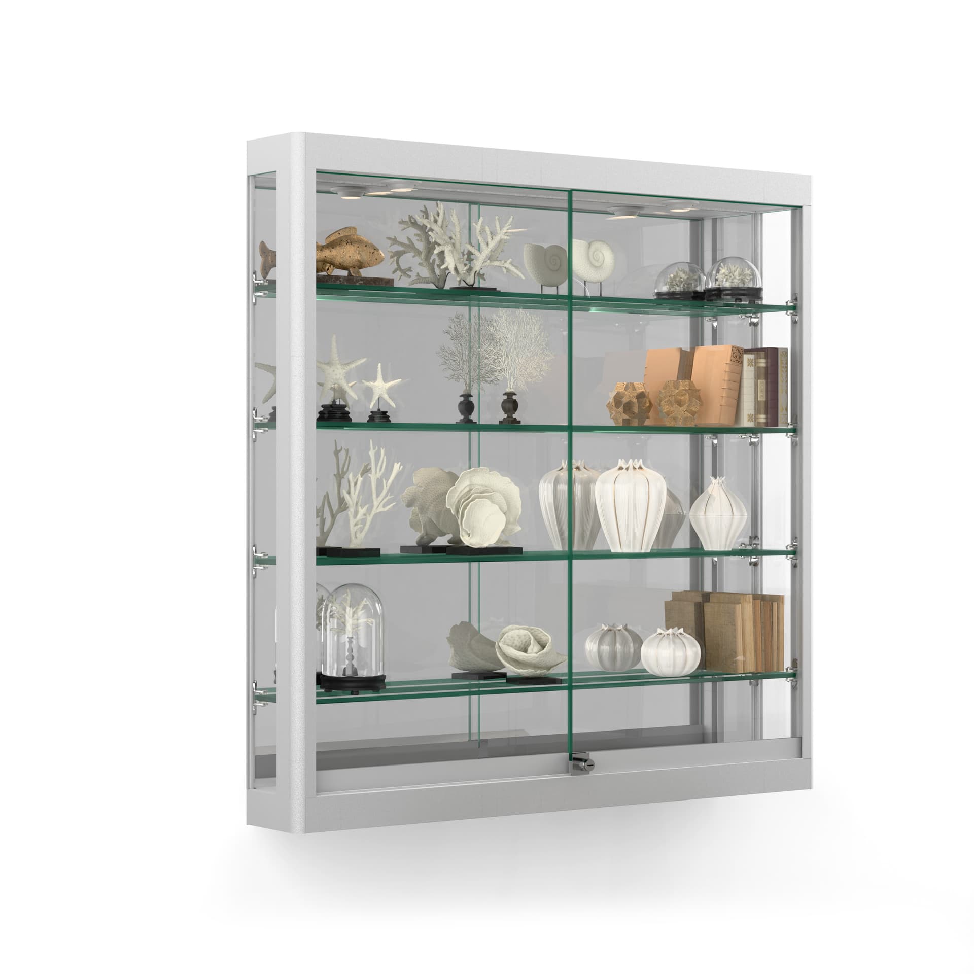 Silver Wall LED Display Cabinet