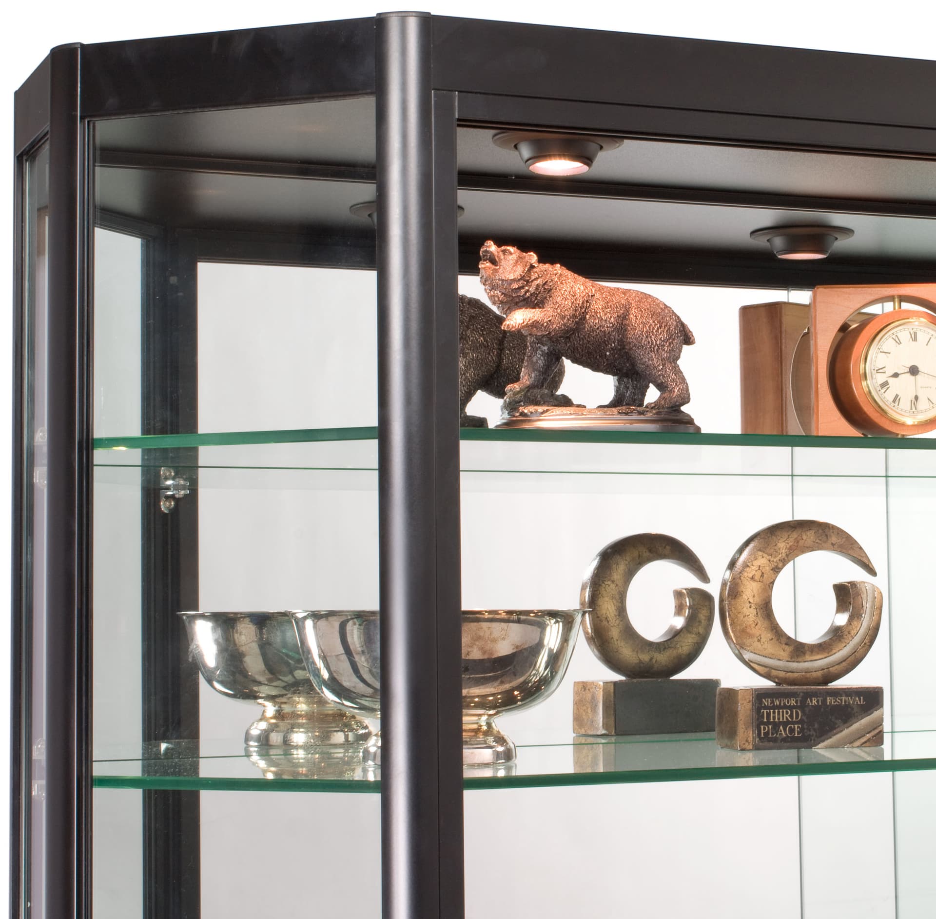 Wall Mounted LED Display Case with Tempered Glass Shelves