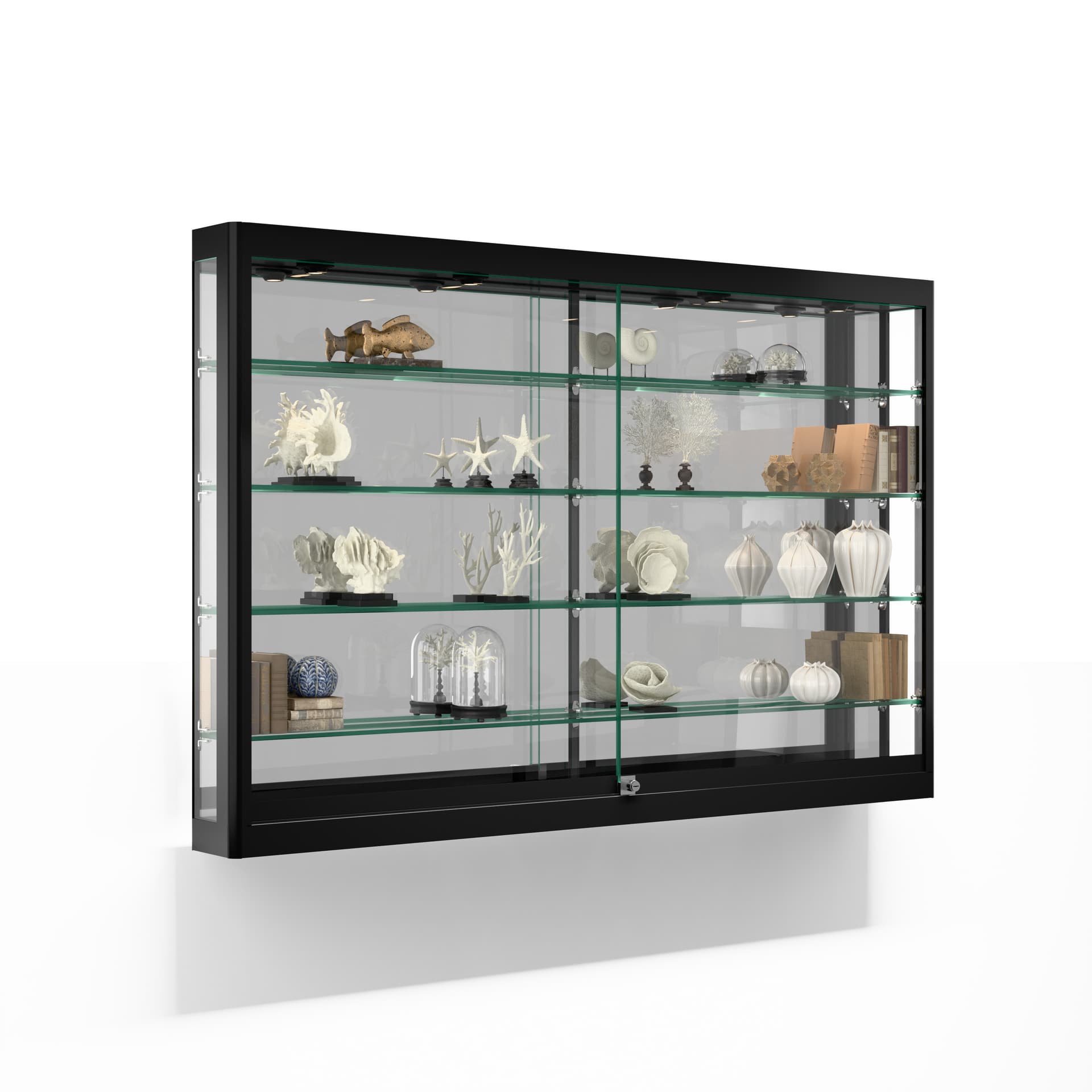 LED Wall Showcase Cabinet with Black Finish