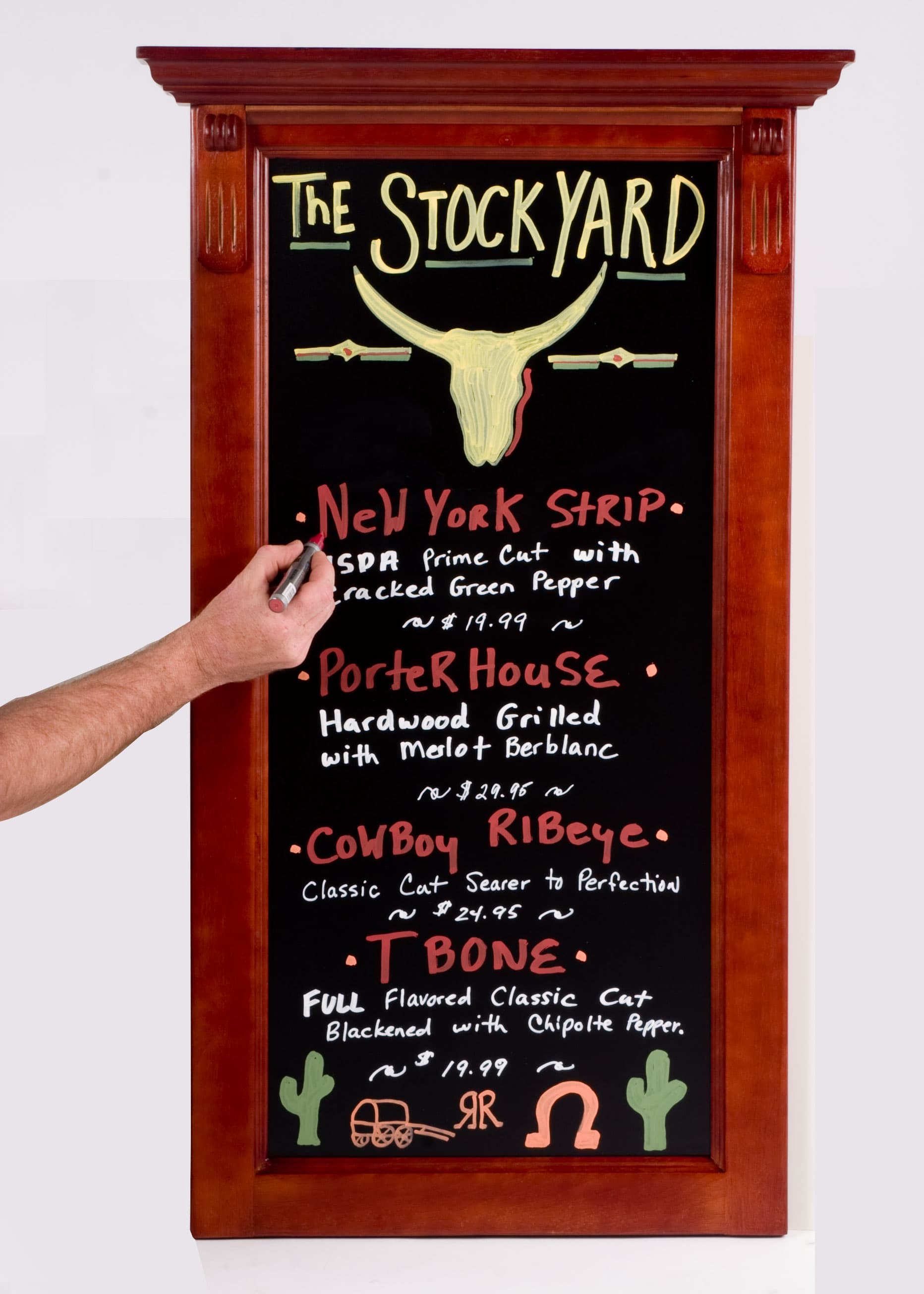 write-on chalkboard