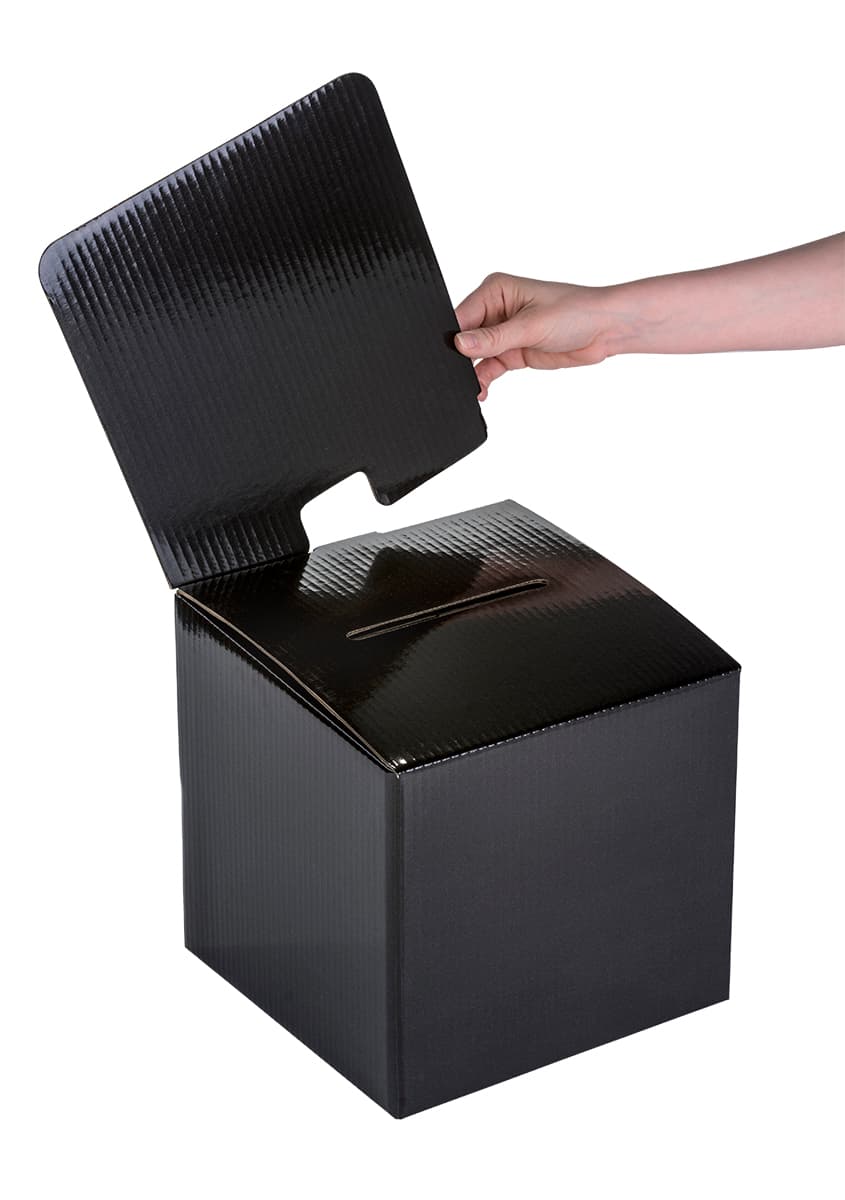 Black Cardboard Entry Box with Removable Sign Header