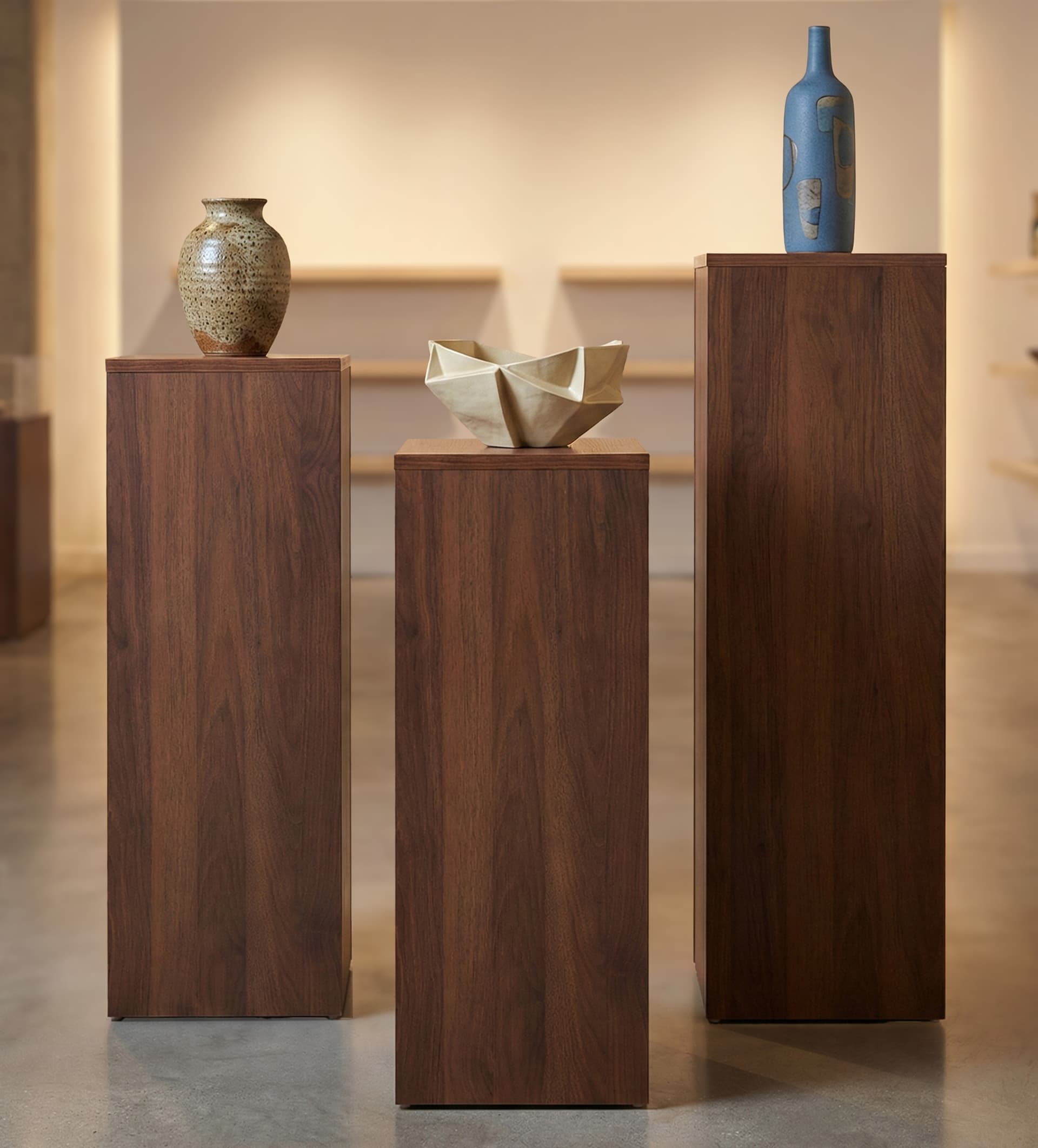 Display riser stand shown paired with the 36" and 42" tall pedestals