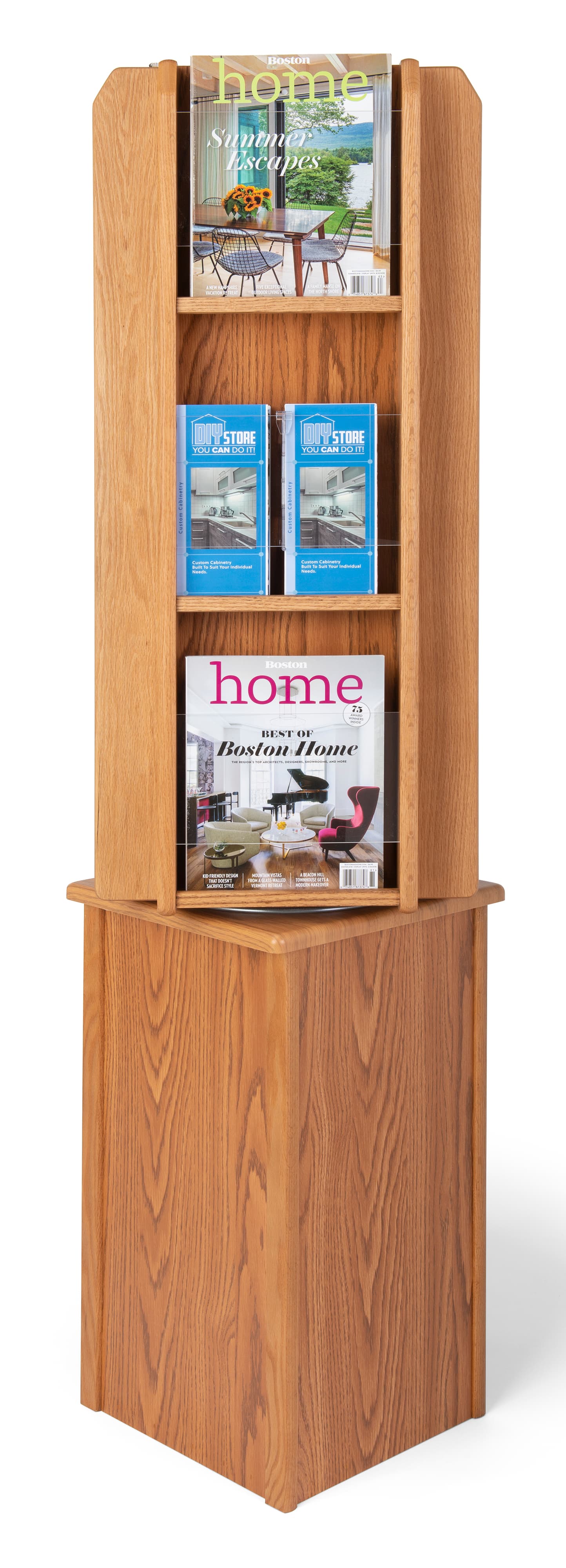 Medium oak wood magazine rack