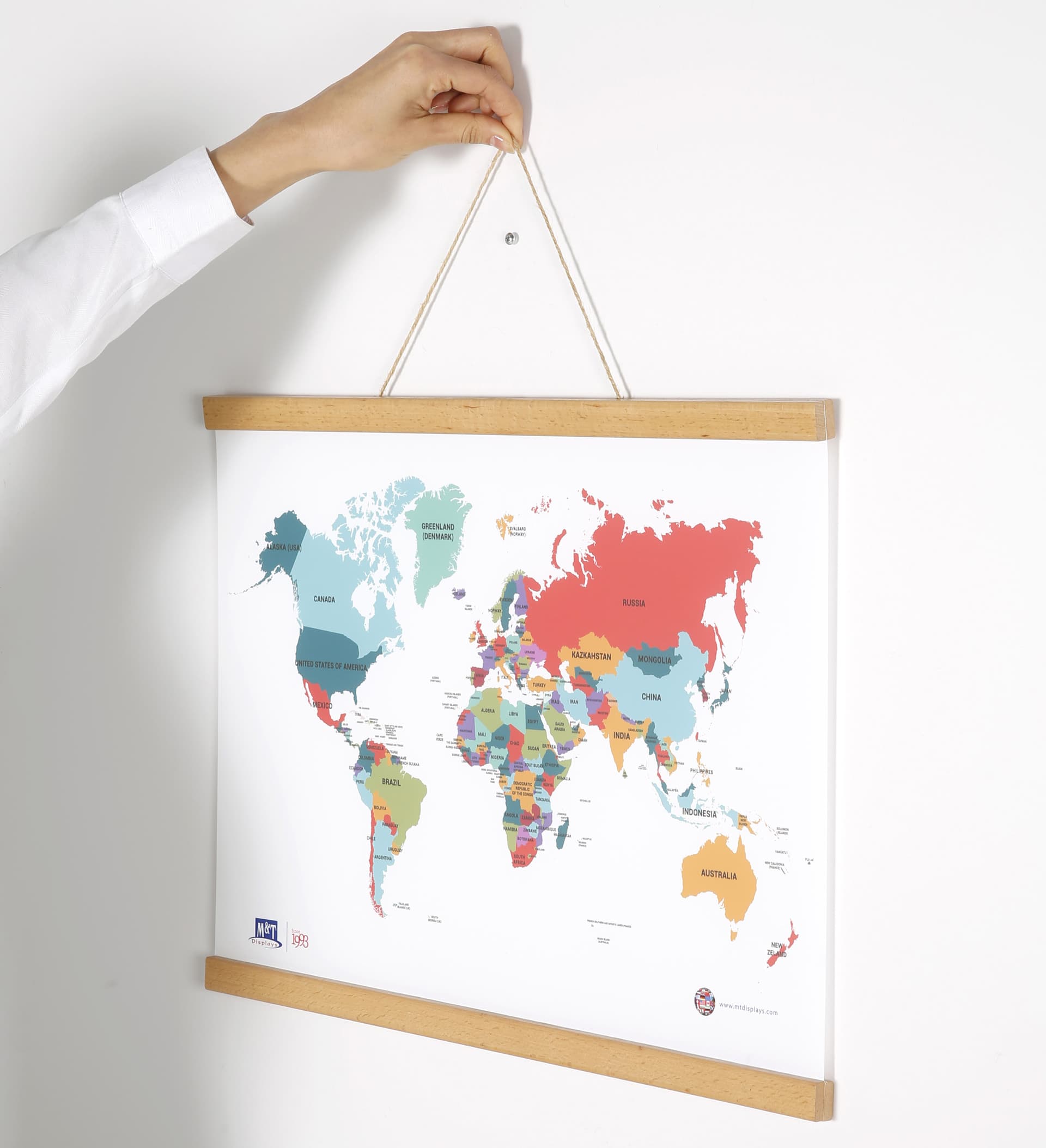 Wood magnetic poster hanger with simple hanging placement style 