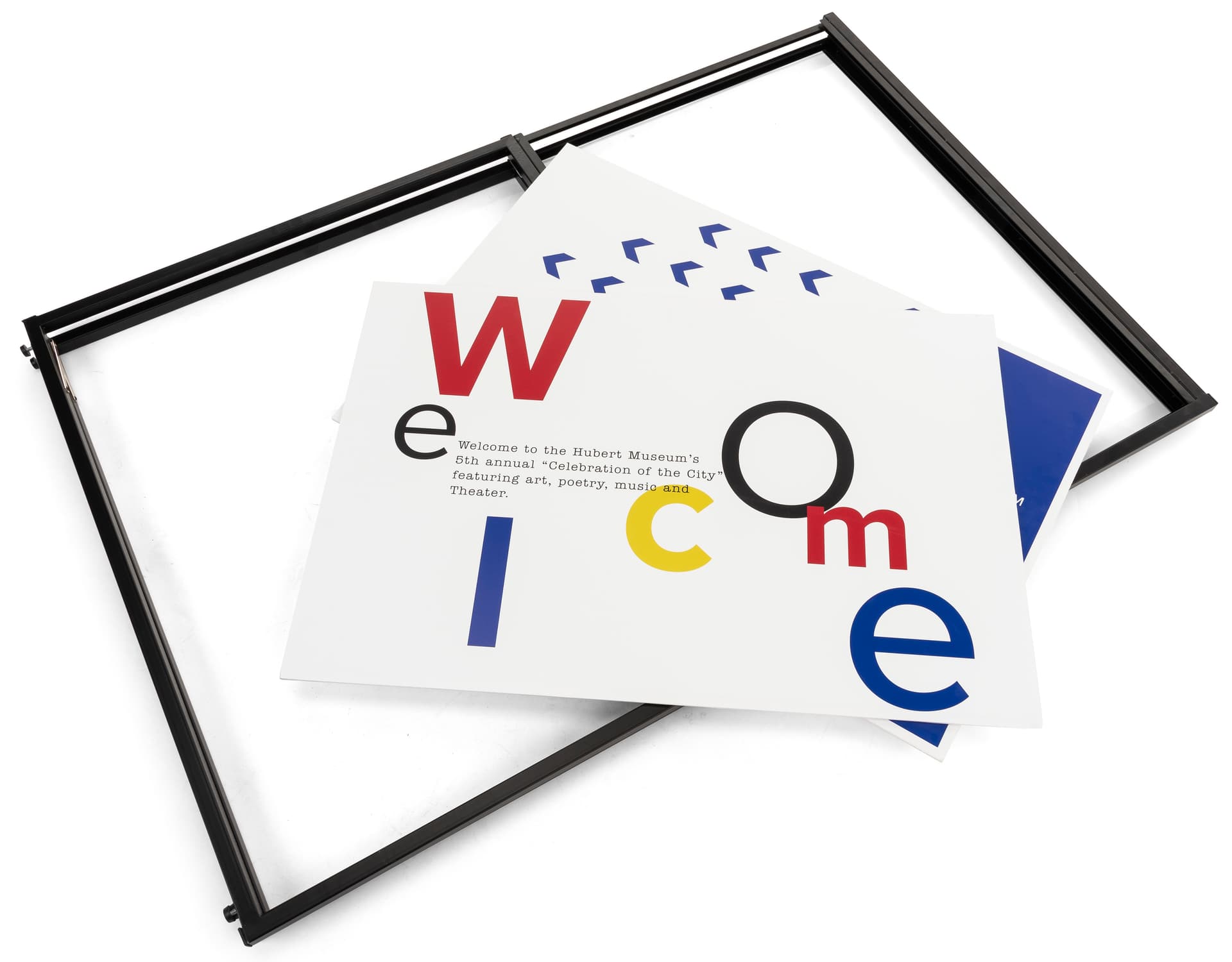 Free standing corner sign frame and two 1 sided inserts included in kit 