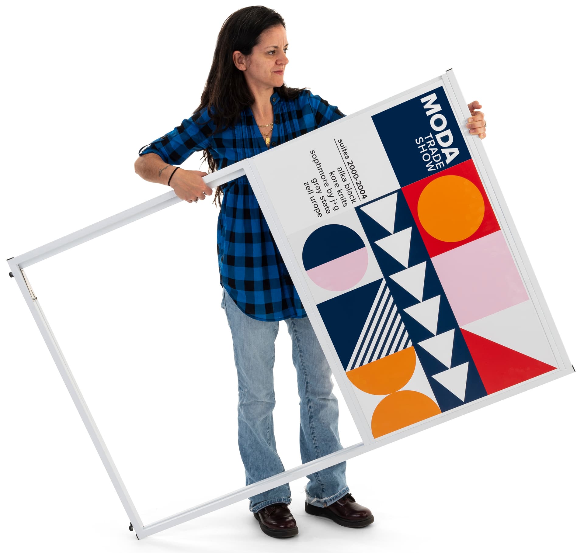 Collapsible multi direction corner signage with lightweight construction