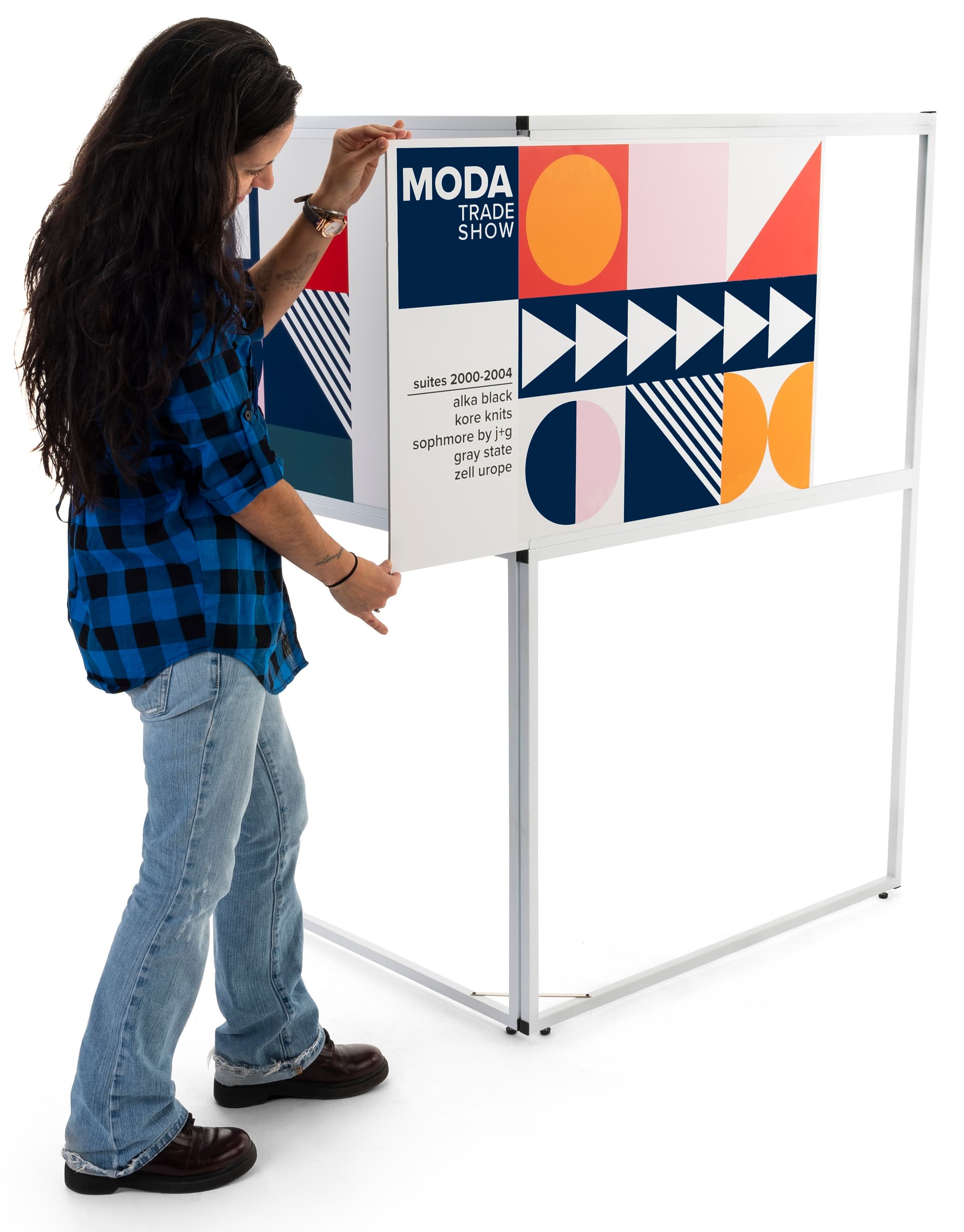 Multi Direction corner signage with side insert loading side 