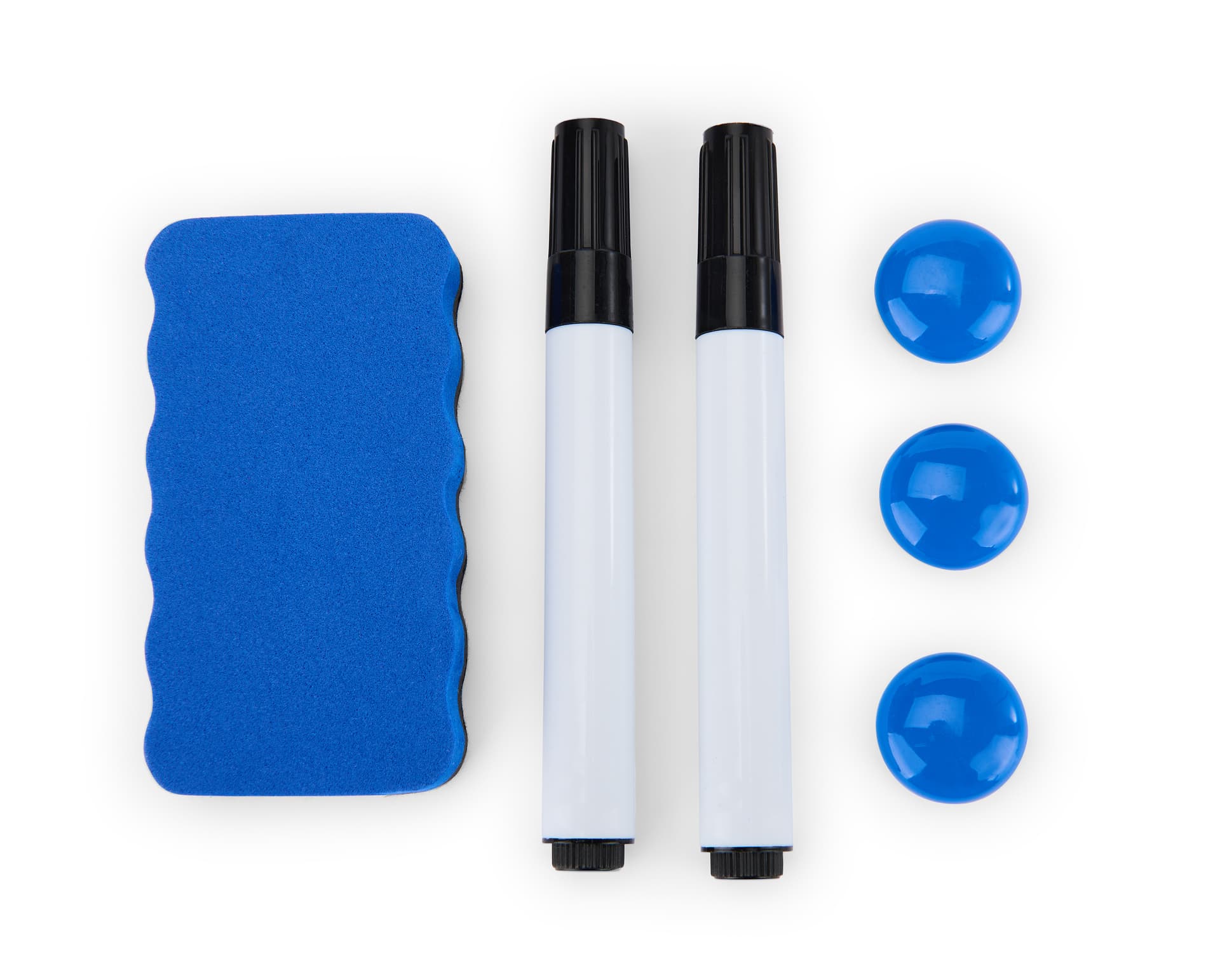 Mobile glass whiteboard with markers, strong magnets and eraser