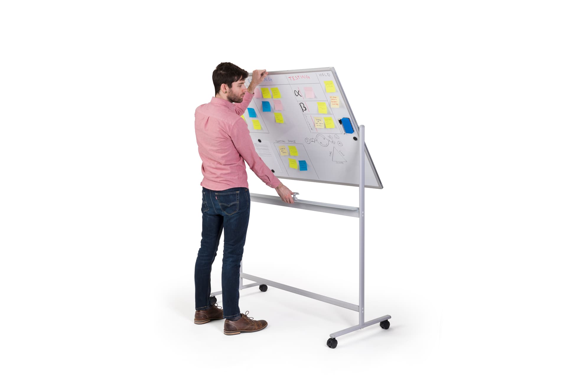 Reversible rolling whiteboard
