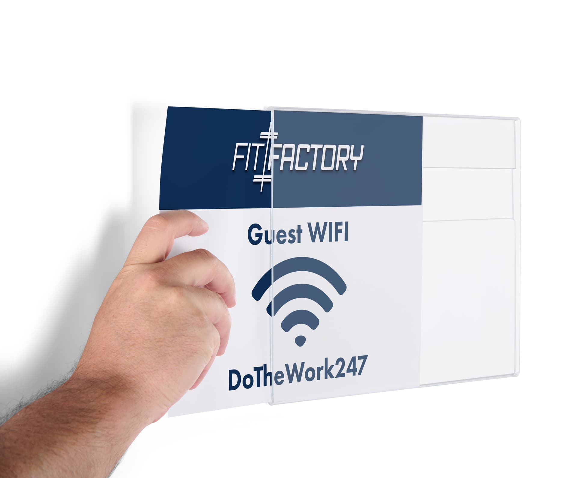 Wall mounted sign holder with side insert