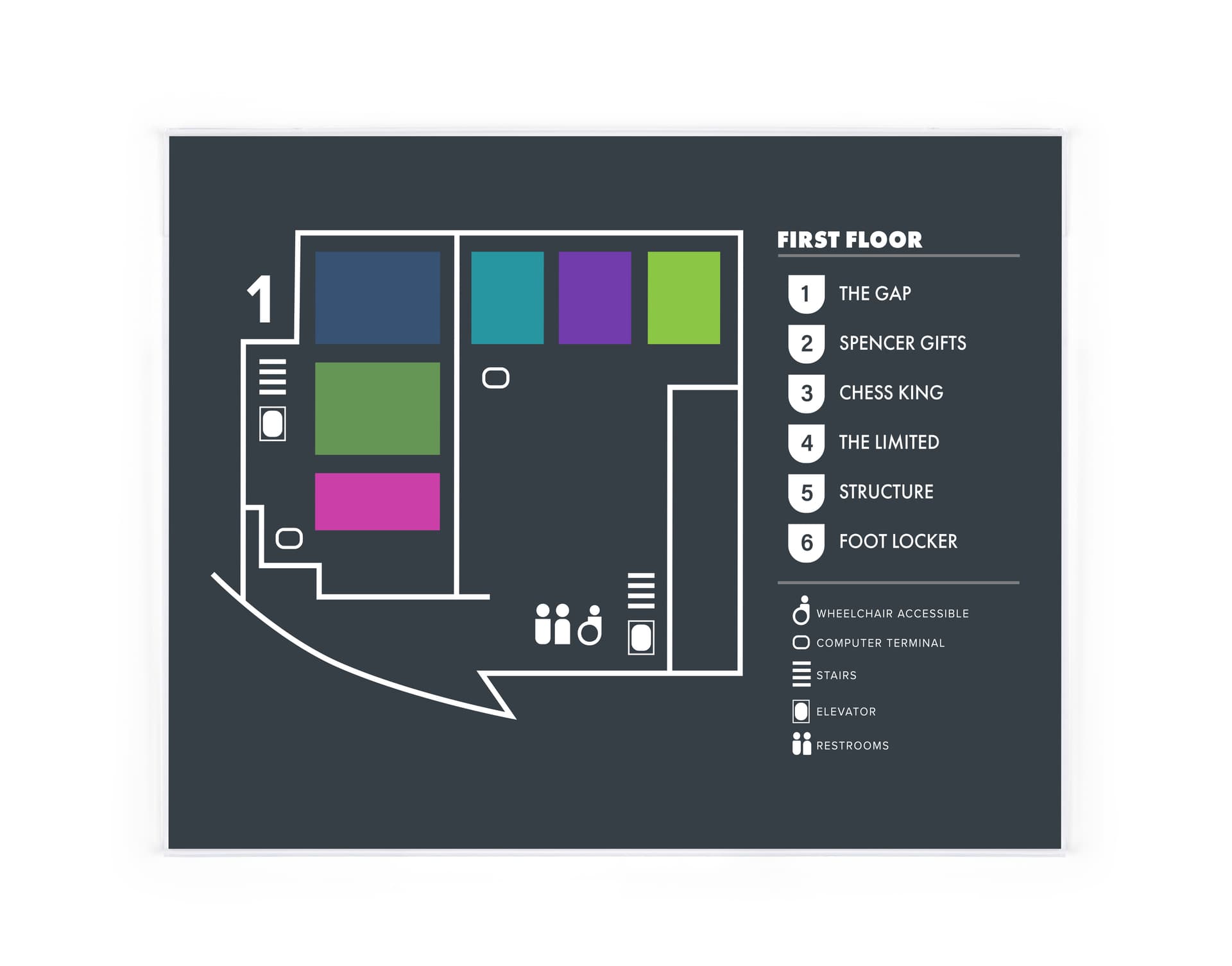 Wall mounted sign holder with wayfinding signage