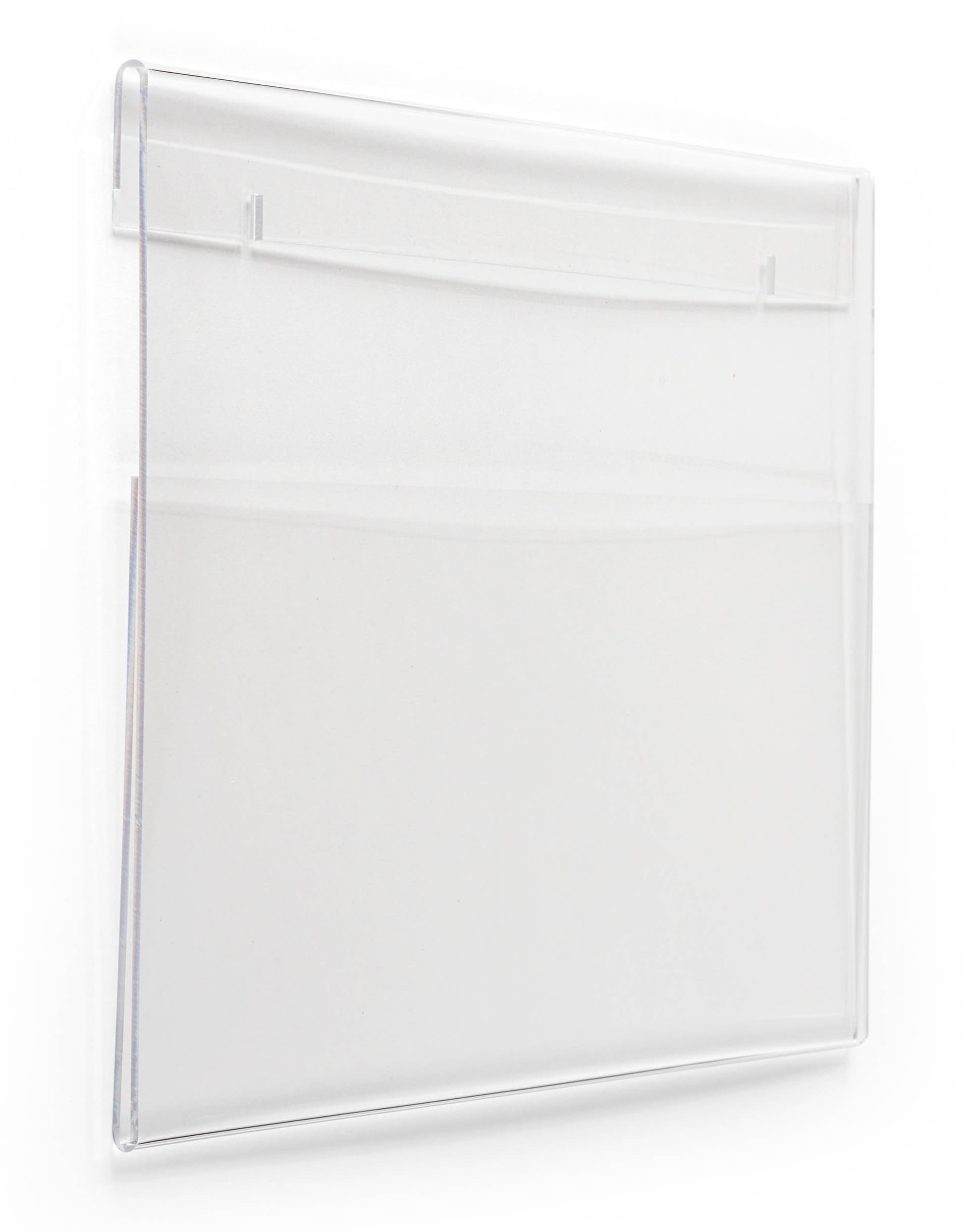 Clear recycled acrylic poster frame with notched back for wall mounting