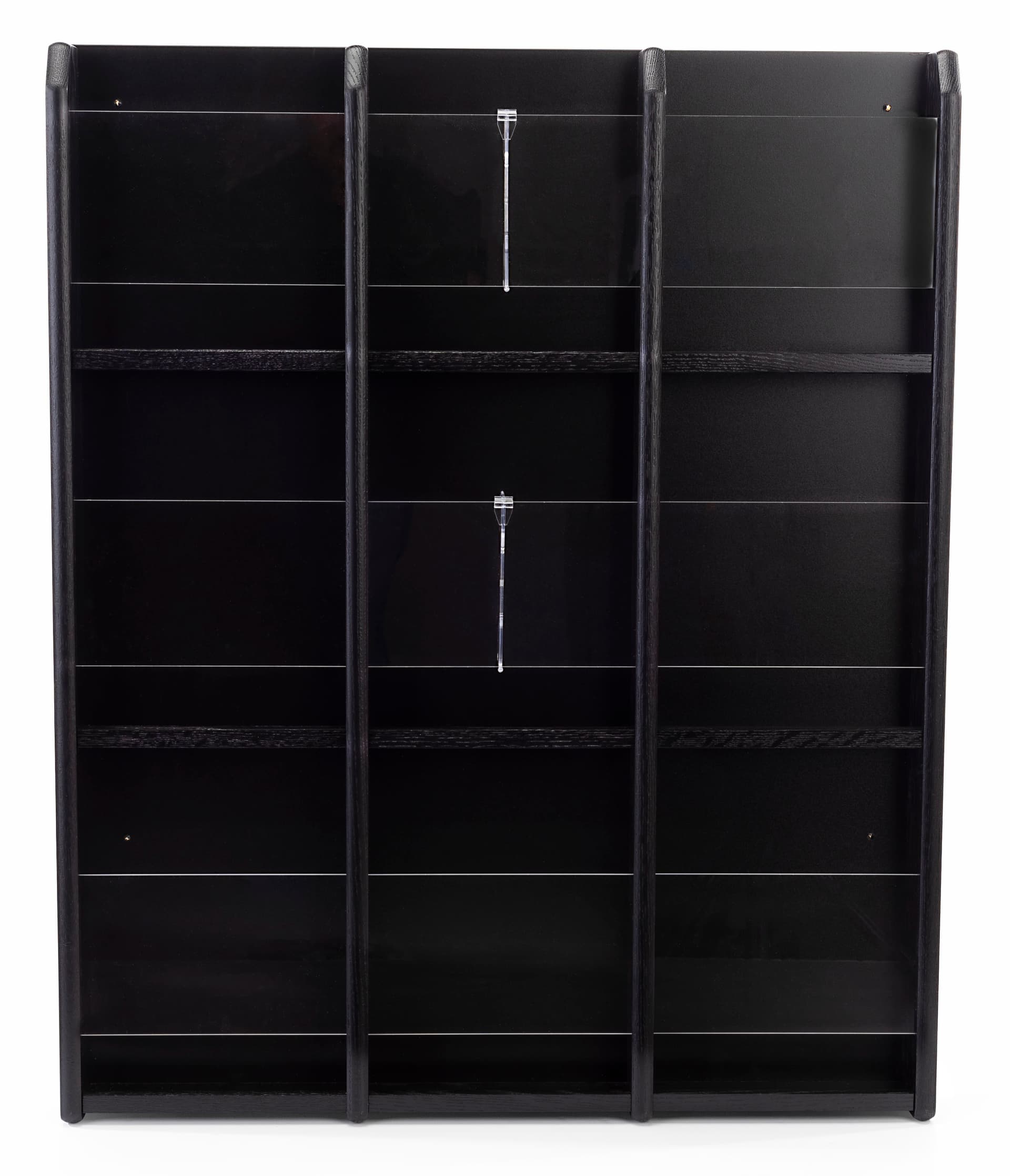 30.0 inch x 36.8 inch black finish magazine rack with optional dividers to make up to 18 pockets