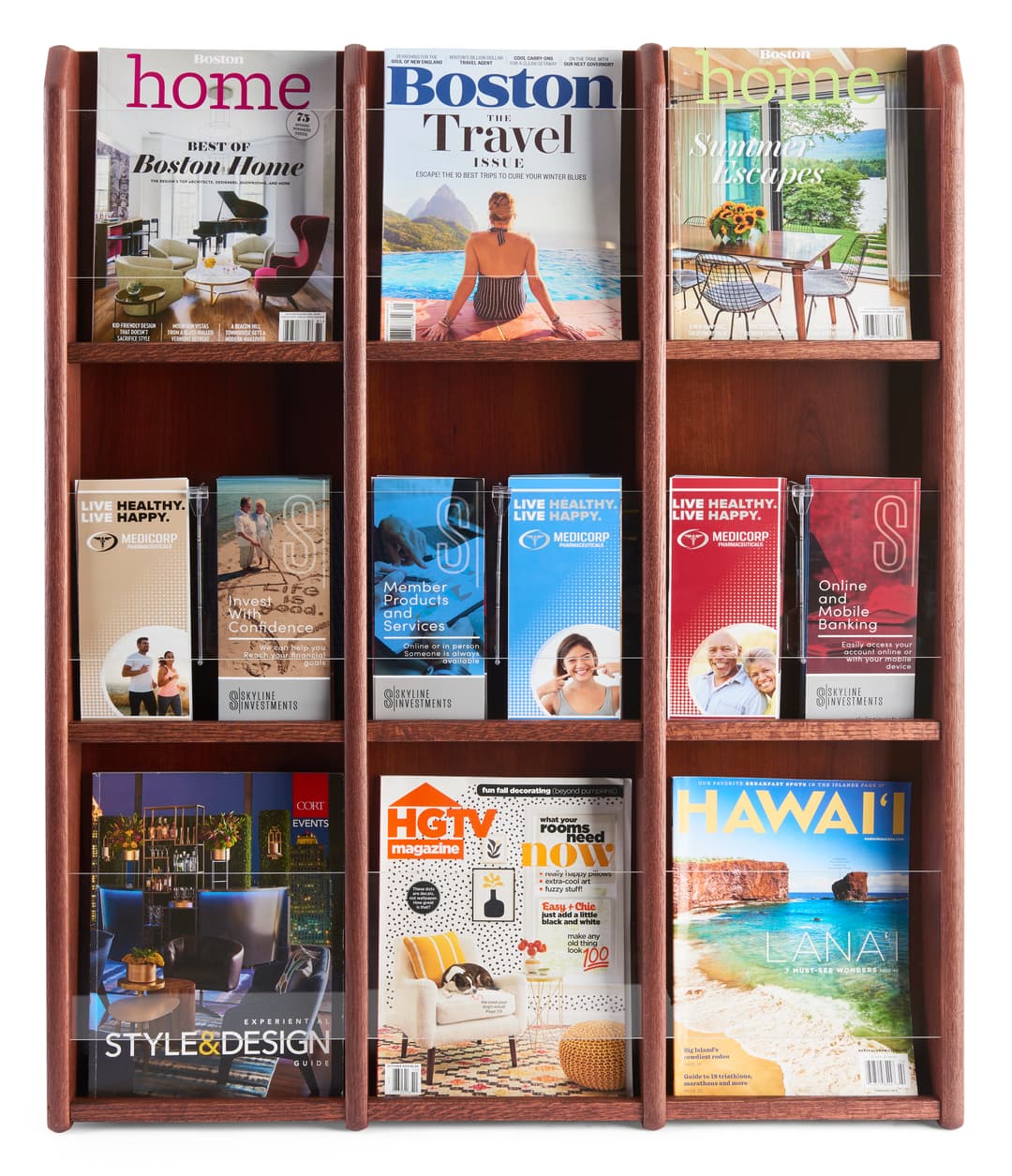 Adjustable Magazine Rack | Mahogany Finish Holder for Periodicals ...