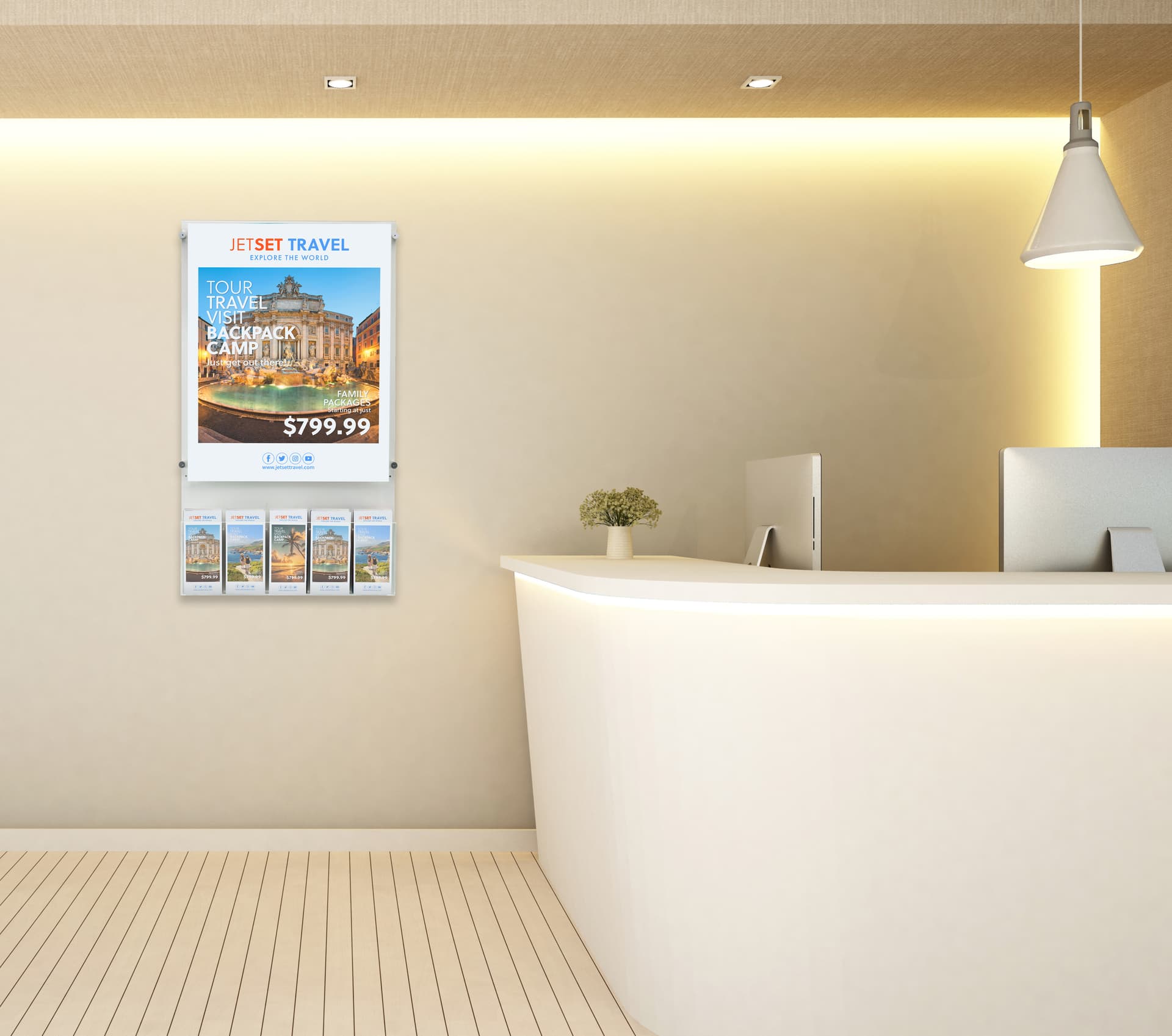 Recycled acrylic poster holder for advertising and promotional media