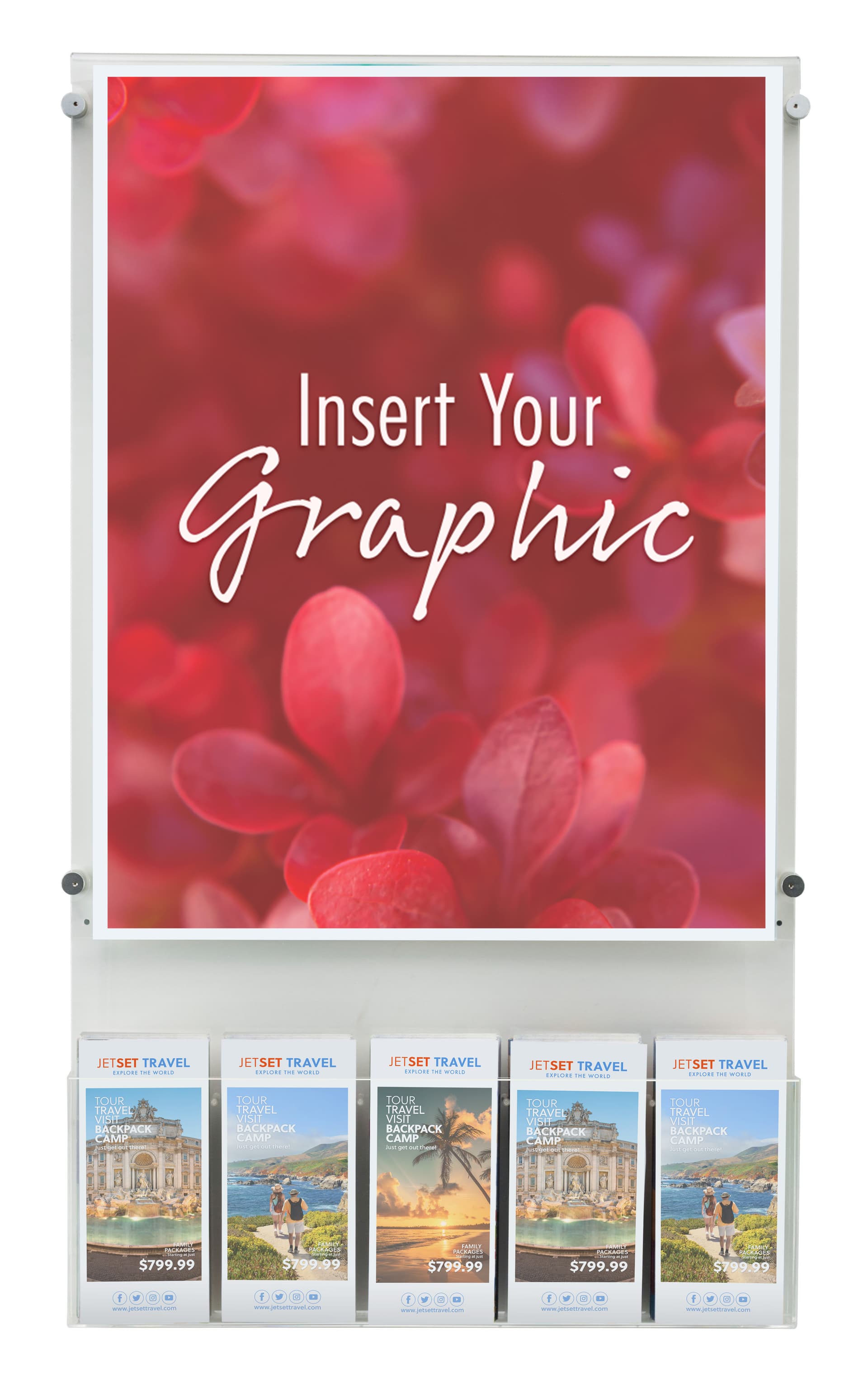 Recycled acrylic poster display for custom graphics