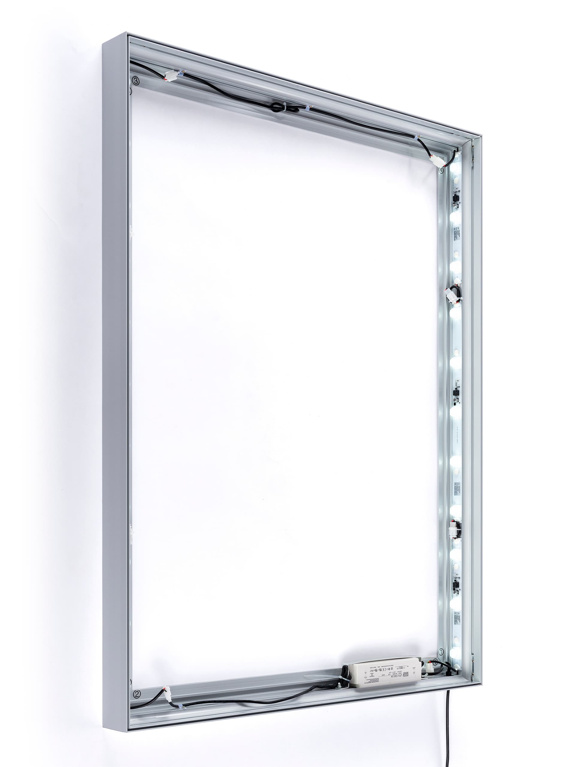 24 x 36 SEG fabric frame light box with brushed silver aluminum finish