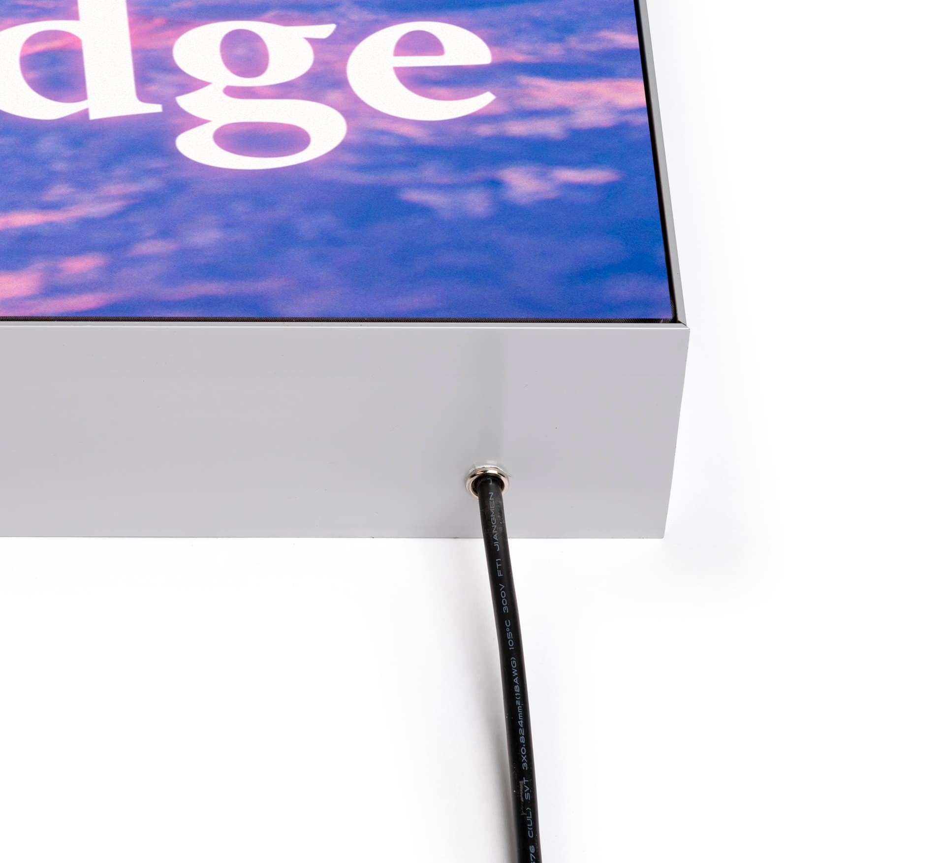 SEG LED wall display system with cord exit on base