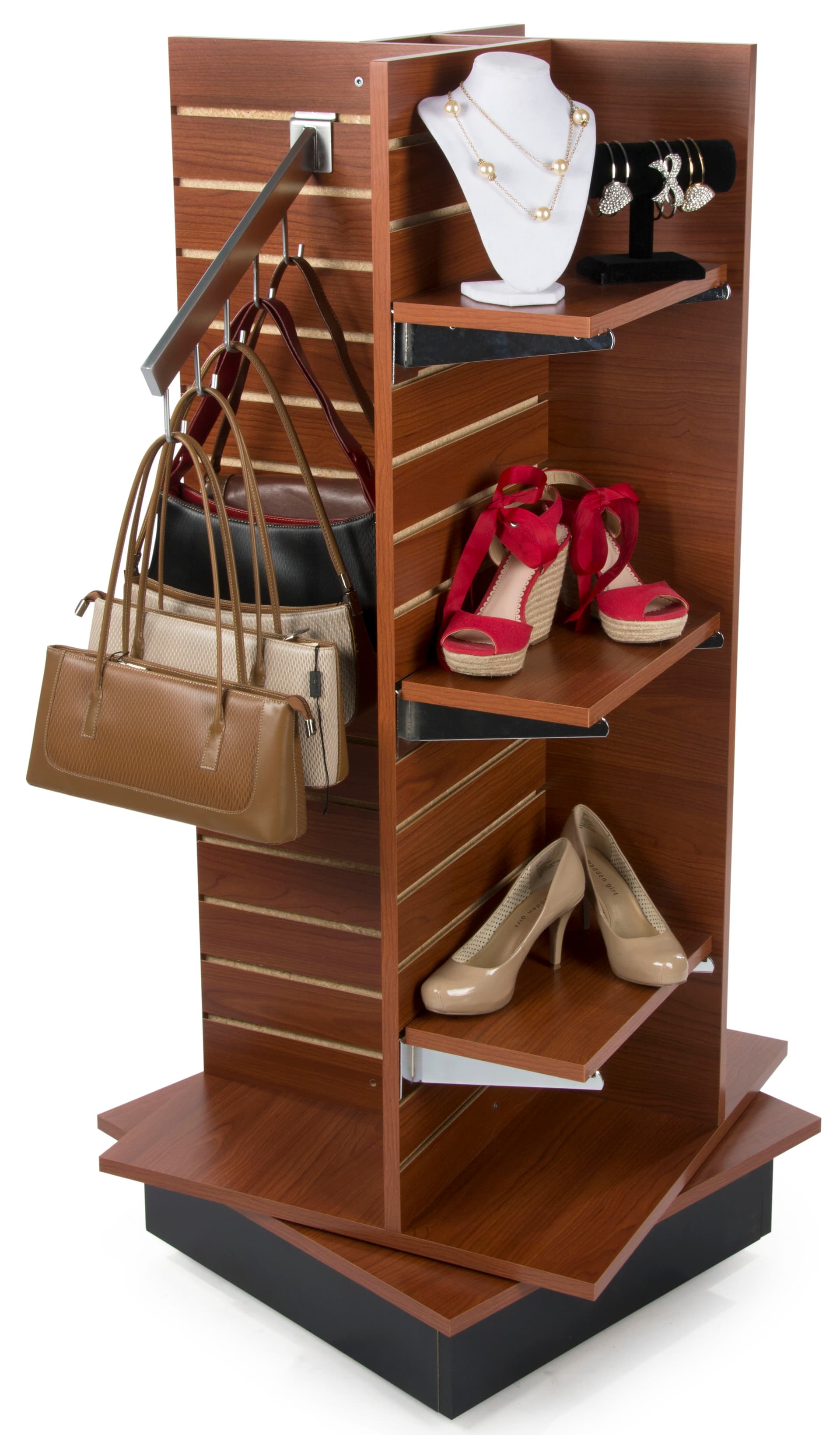 Cherry Slatwall Pinwheel | Hidden Casters on Base | Displays2Go