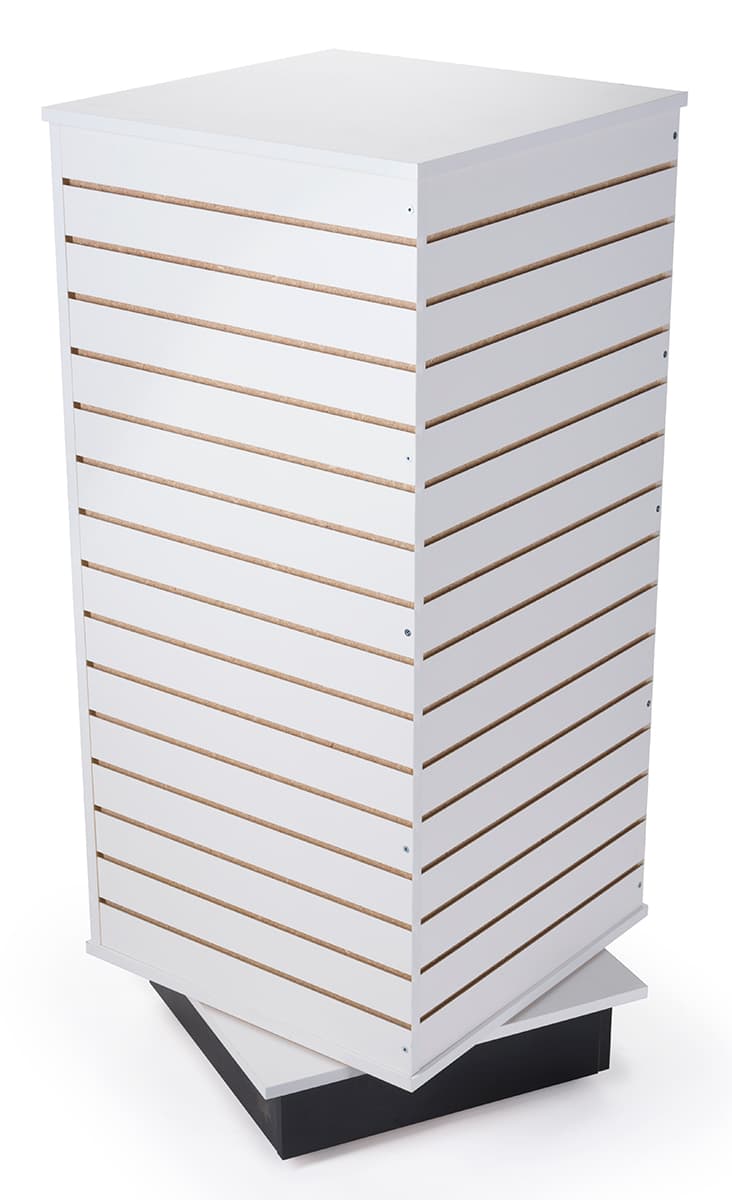 White Rotating Slatwall Cube