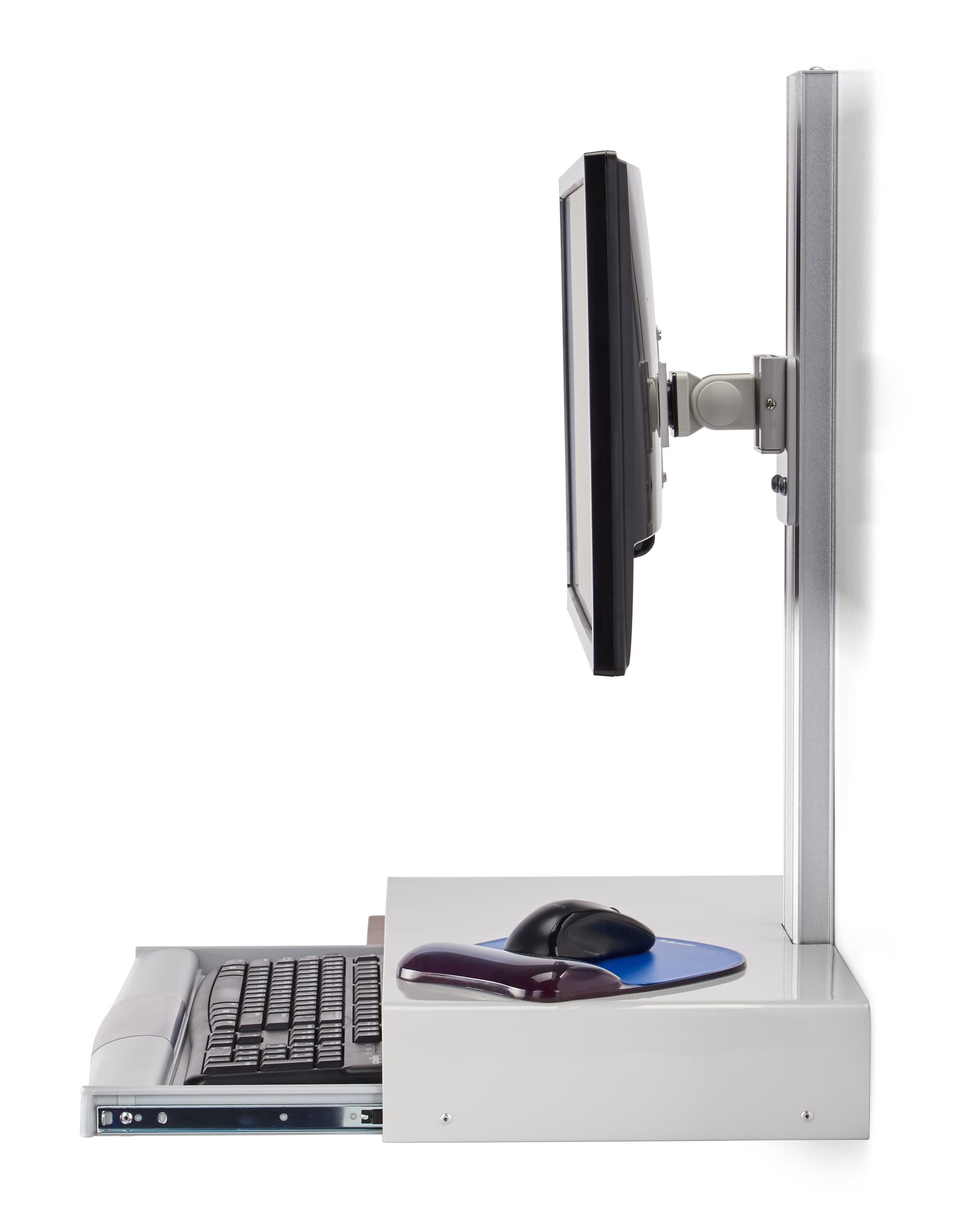 Monitor and keyboard wall mount for 75 x 75 and 100 x 100 VESA screens 
