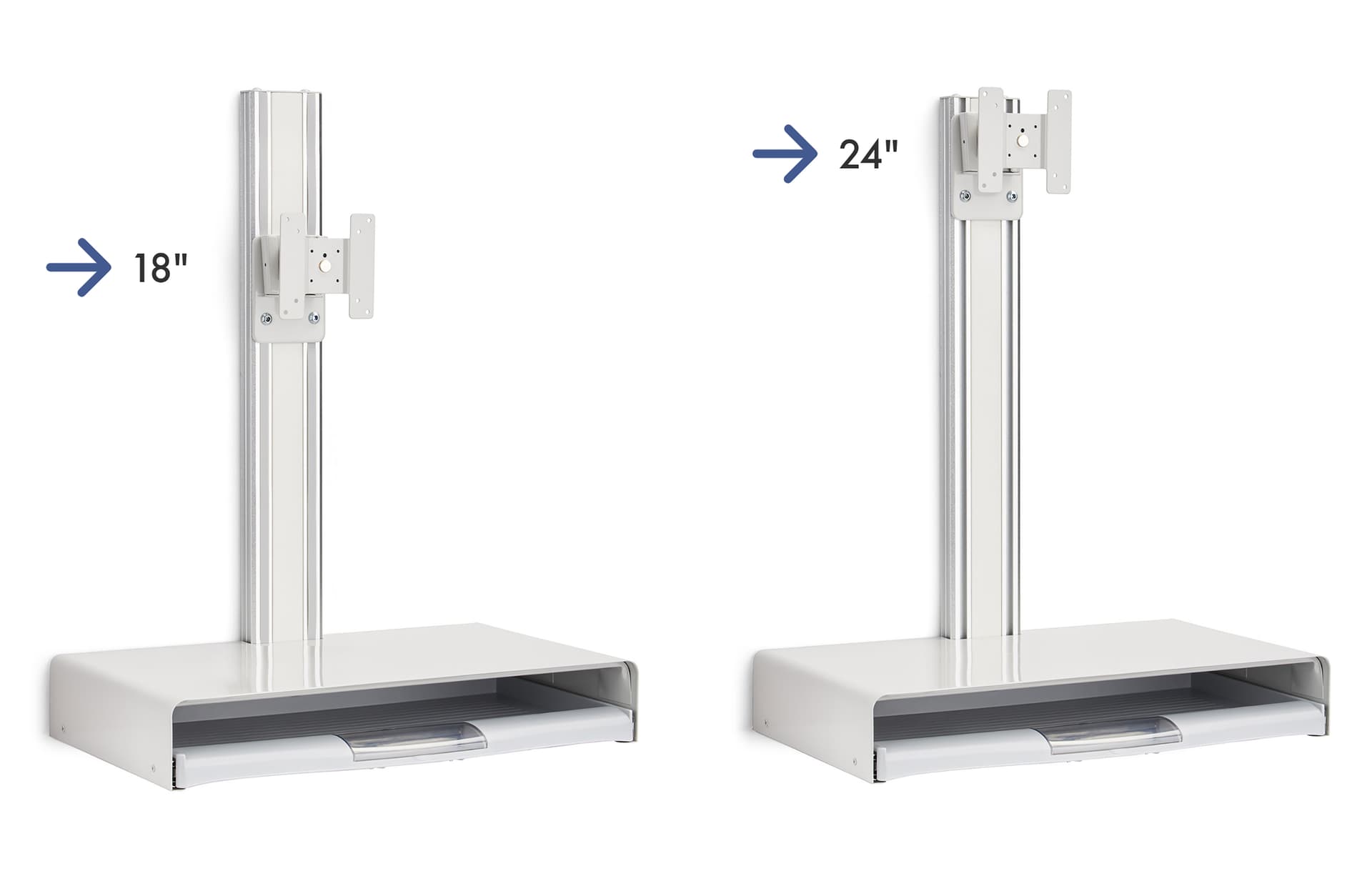 Monitor and keyboard wall mount with height adjustable bracket 