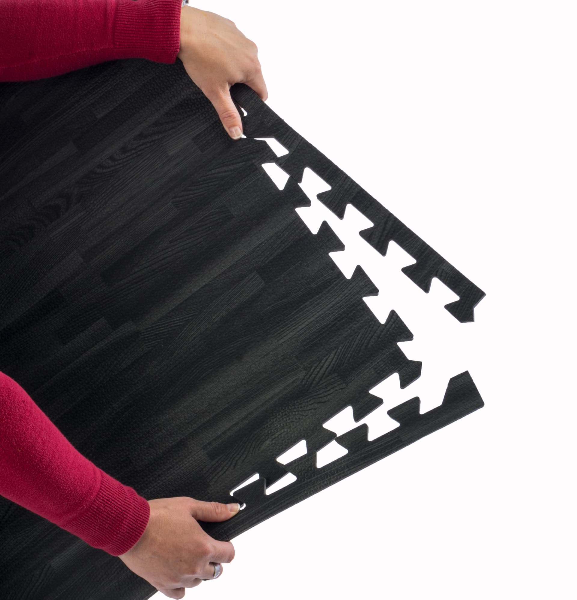 Black Wood Grain Floor Mats, Non-Toxic & Odor Free