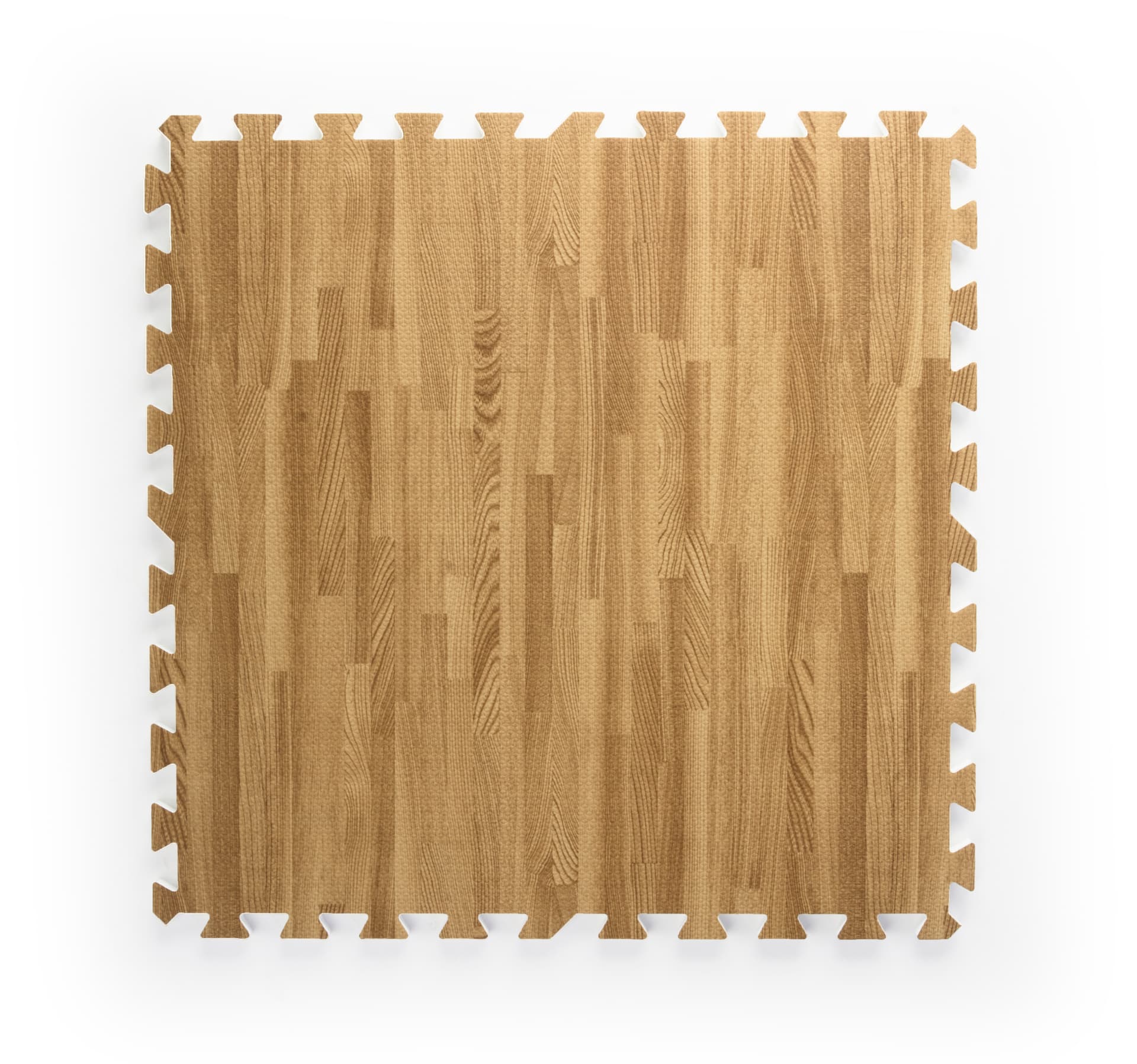 Light Oak Wood Grain Floor Mats w/ Jigsaw Pattern