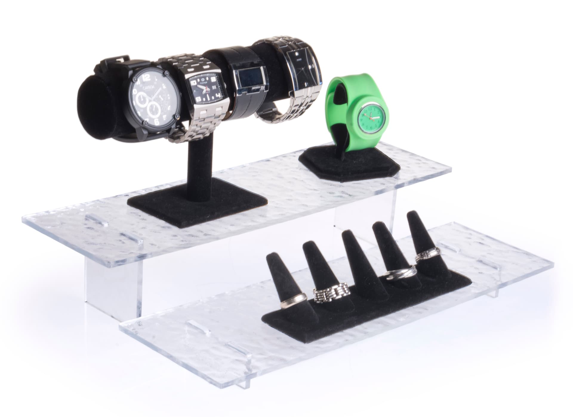 Set of 2 Acrylic Stands with Water Ripple Texture