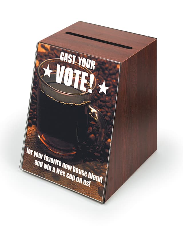 Wooden Collection Box | Front Angled Sign Frame | Displays2Go