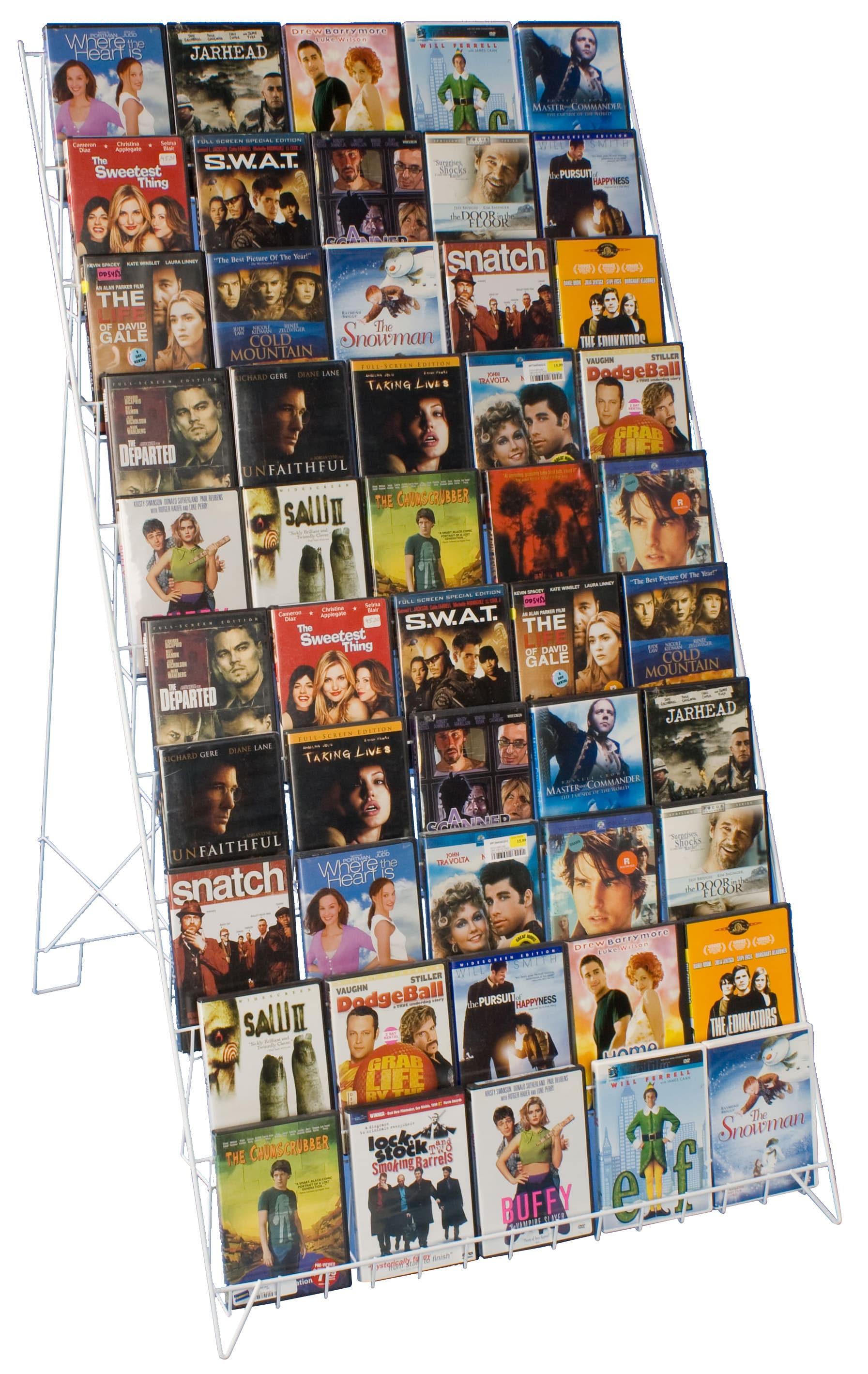 White Wire Magazine Rack that Holds Signage