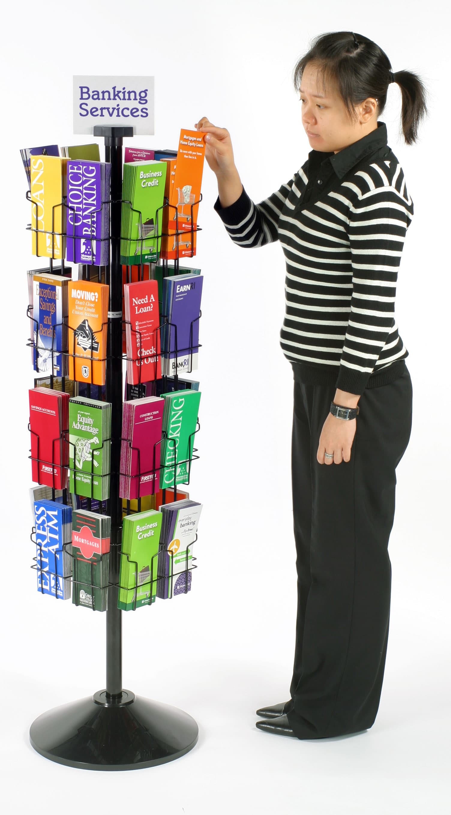 Rotating Display 32 Pockets Hold 4" x 9" Brochures