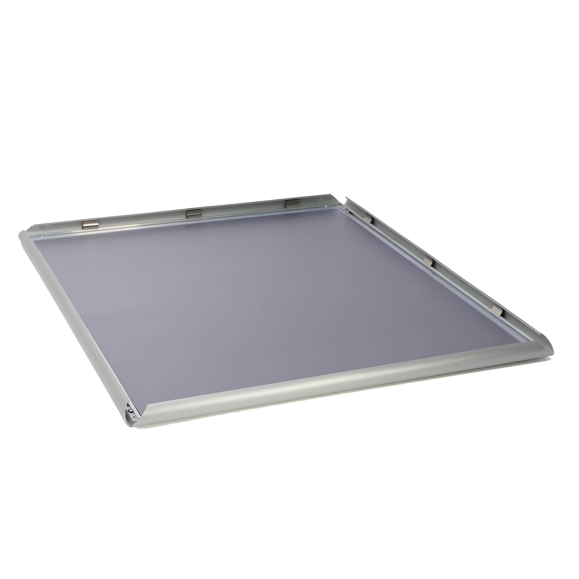 Silver aluminum snap frame measures 23 inches wide 