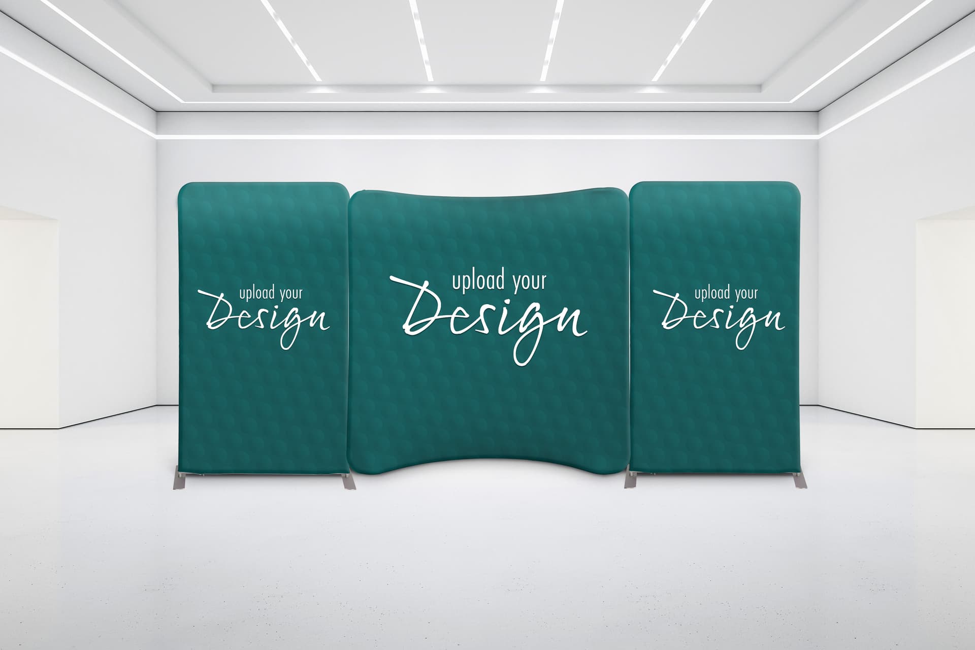 Exhibit booth displays with individual printing areas 