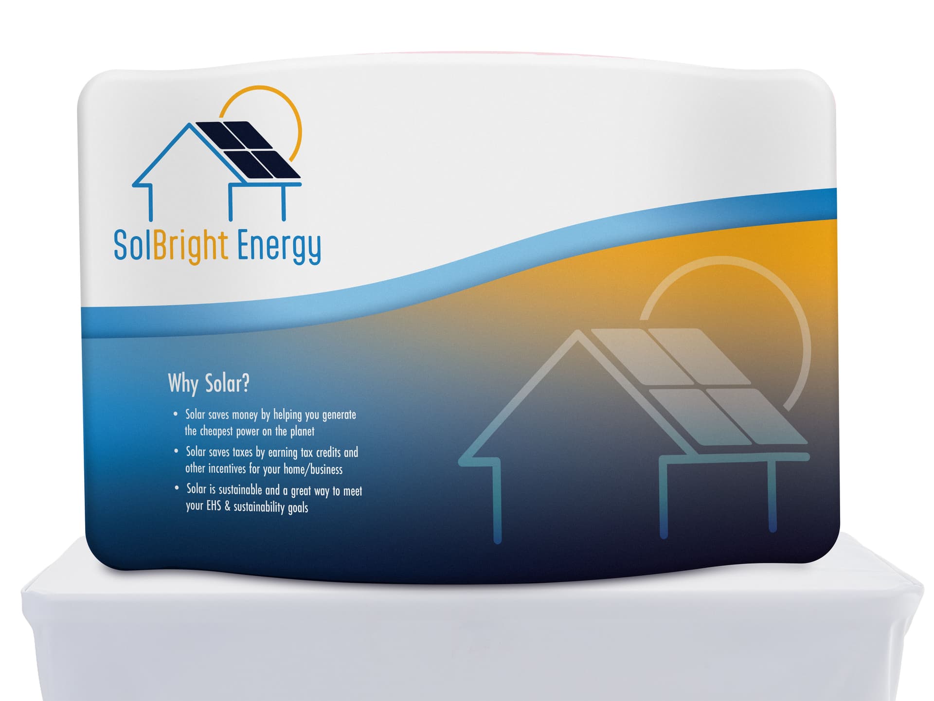 Custom print table top display with single sided printing 